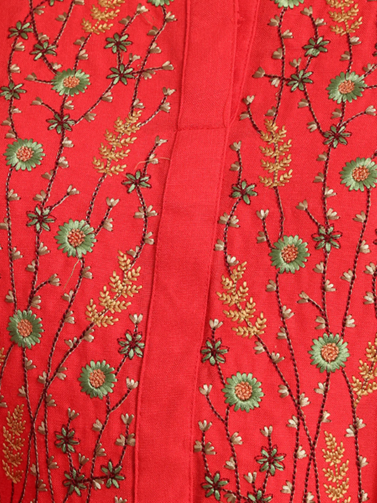Odette Women Red Cotton Blend Floral Printed Stitched Kurta Set - Image 6
