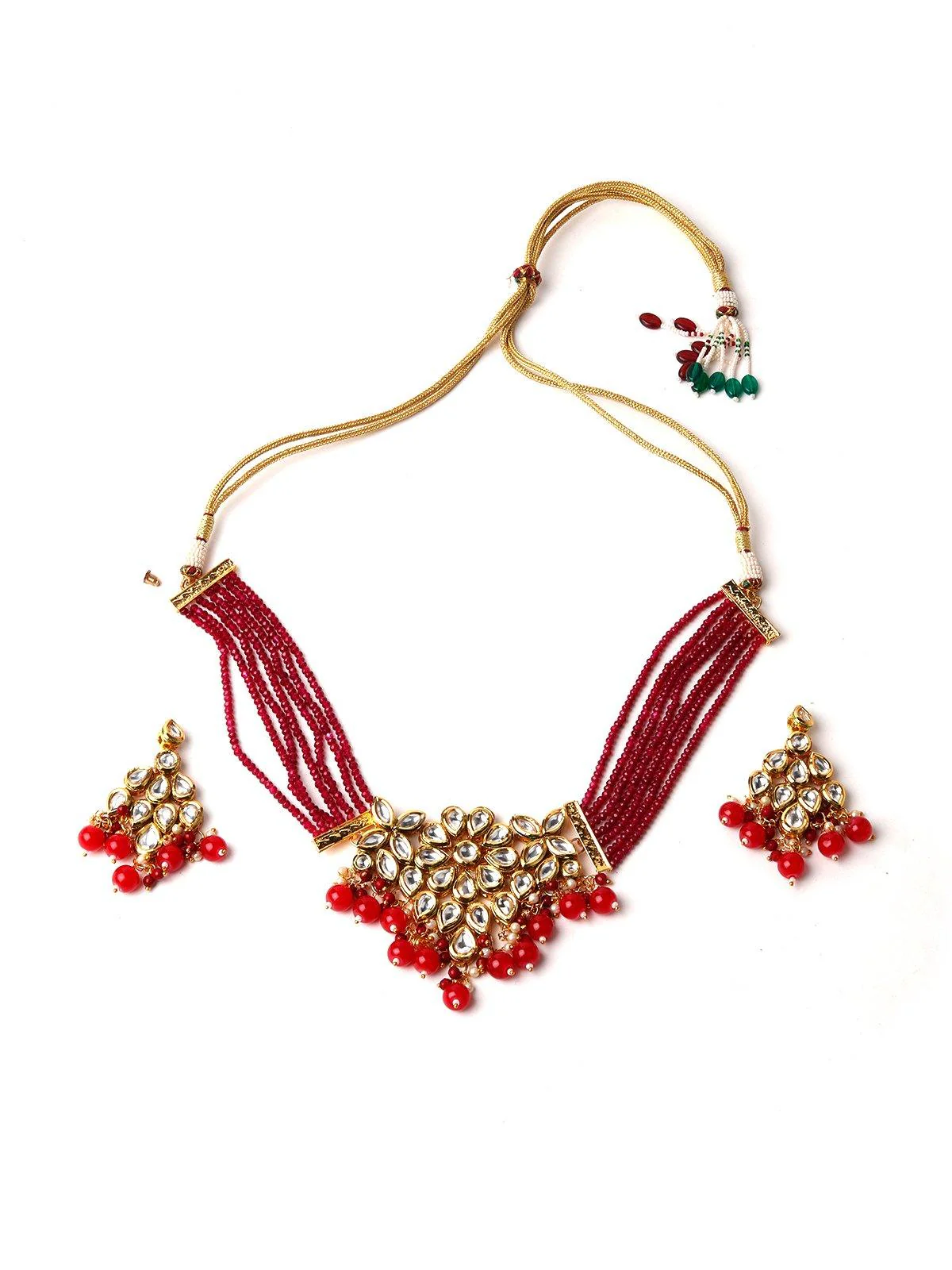 Odette Women Red Metal Necklace Set - Image 3