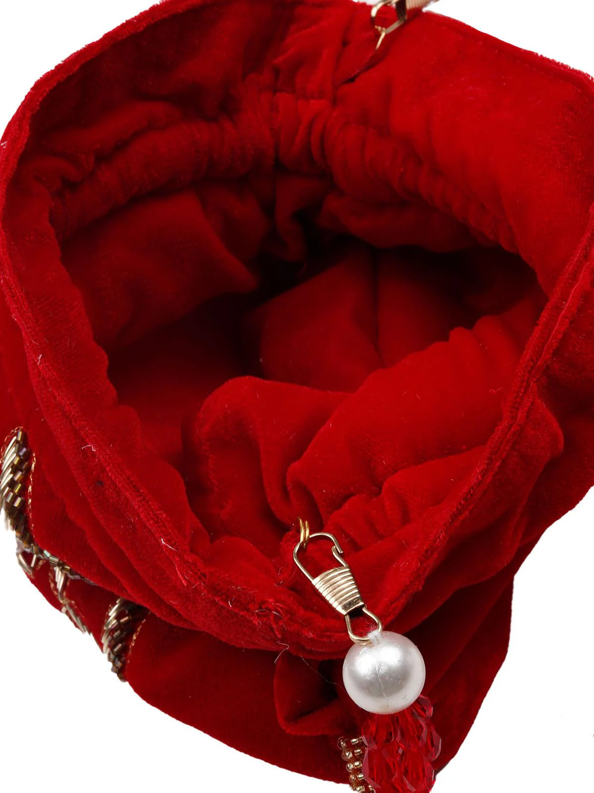 Odette Women Red Metal Potli Bag - Image 5