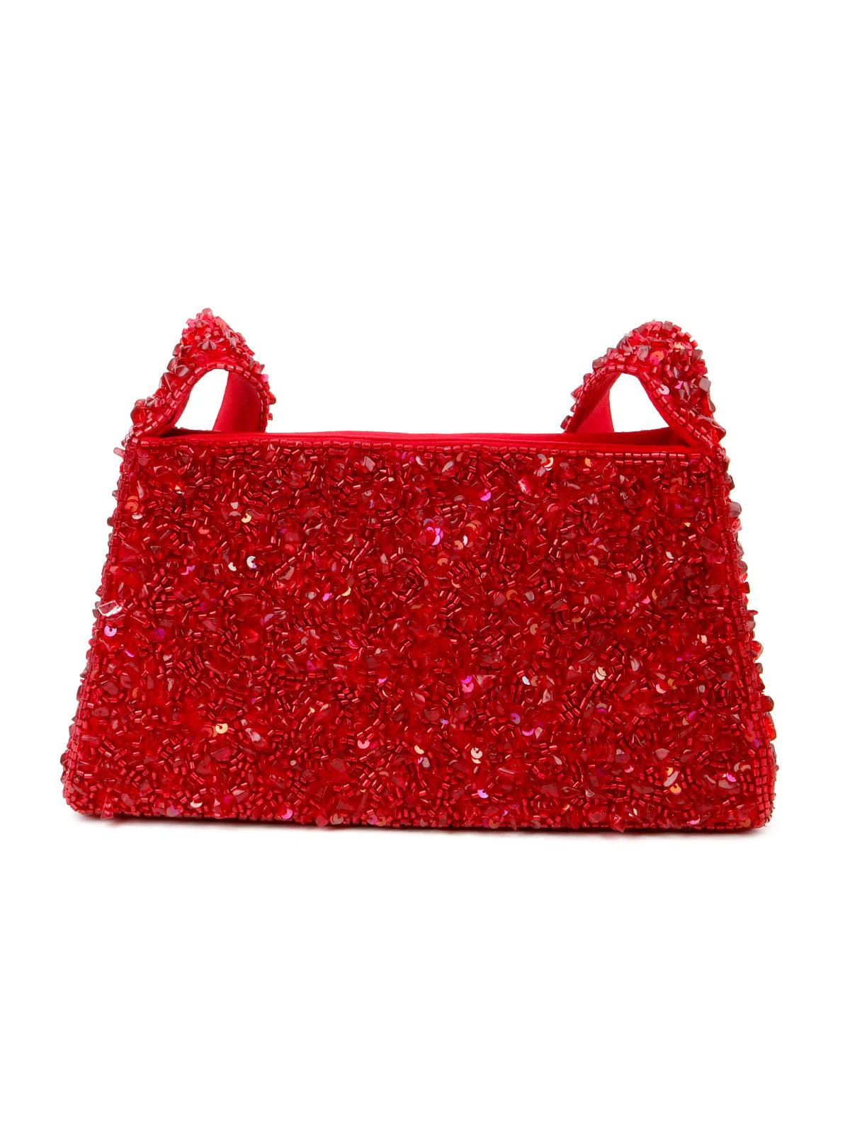 Odette Women Red Sequin-Uncut Stone Hand-Held Bag - Image 5