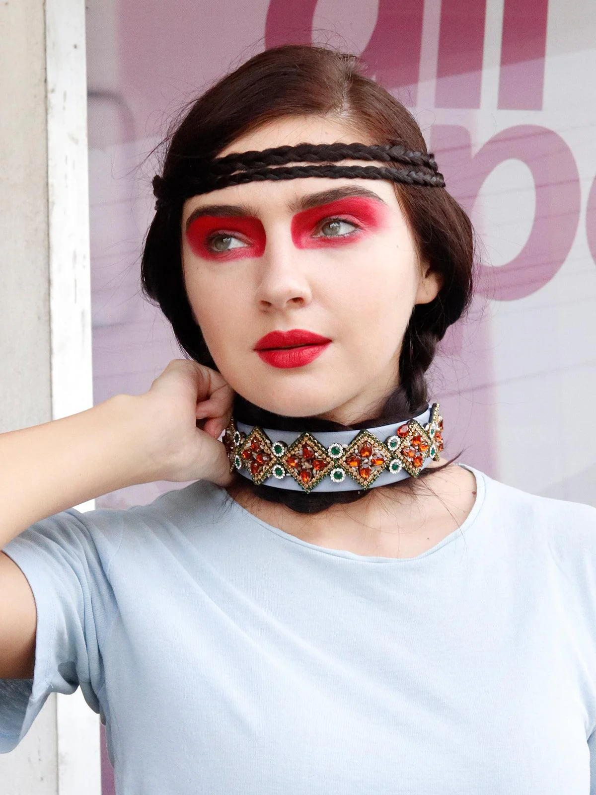 Odette Women Red Stone Headband - Image 2