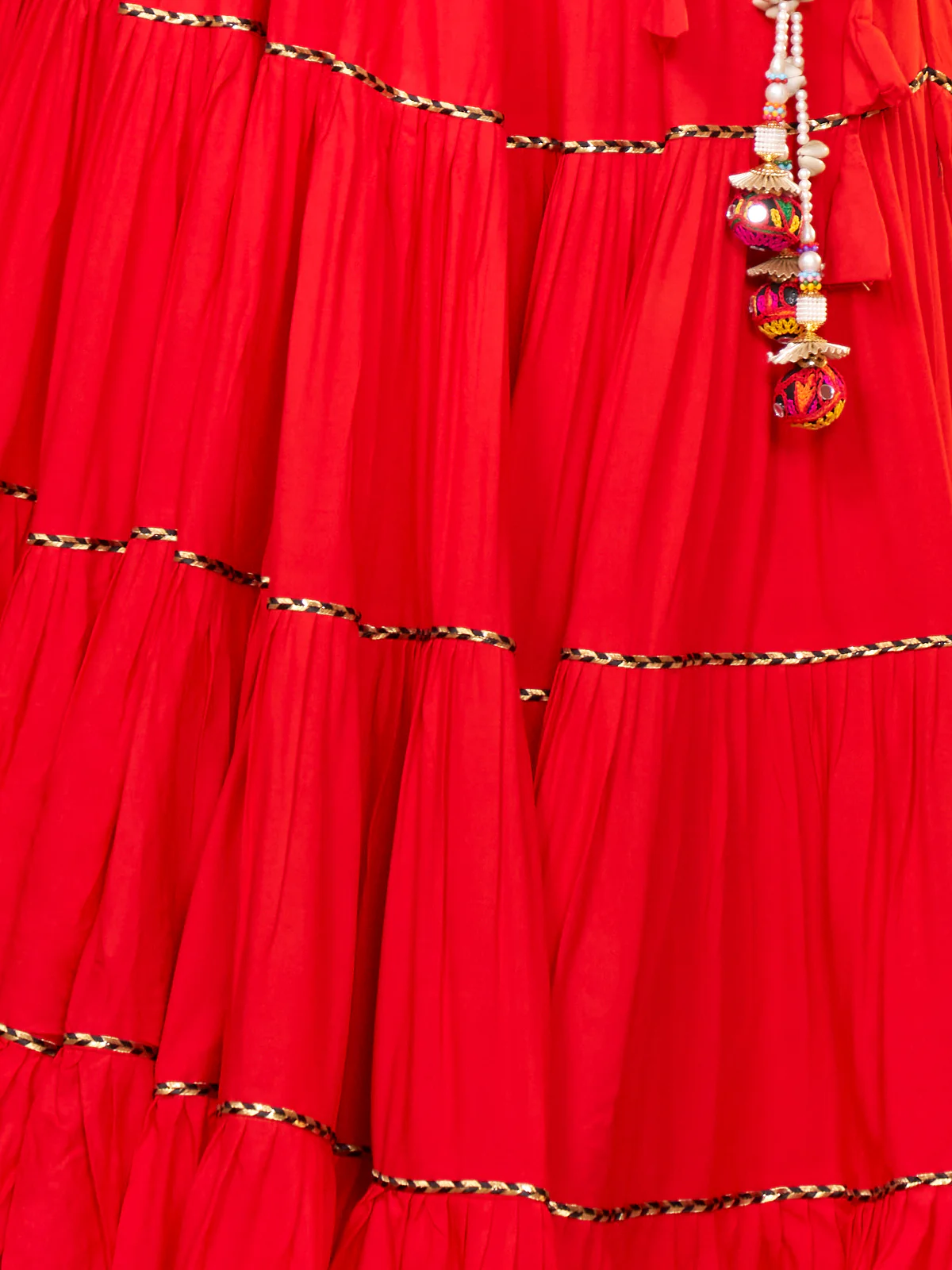 Odette Red Viscose Rayon Embroidered Stitched Lehenga Choli For Women - Image 6