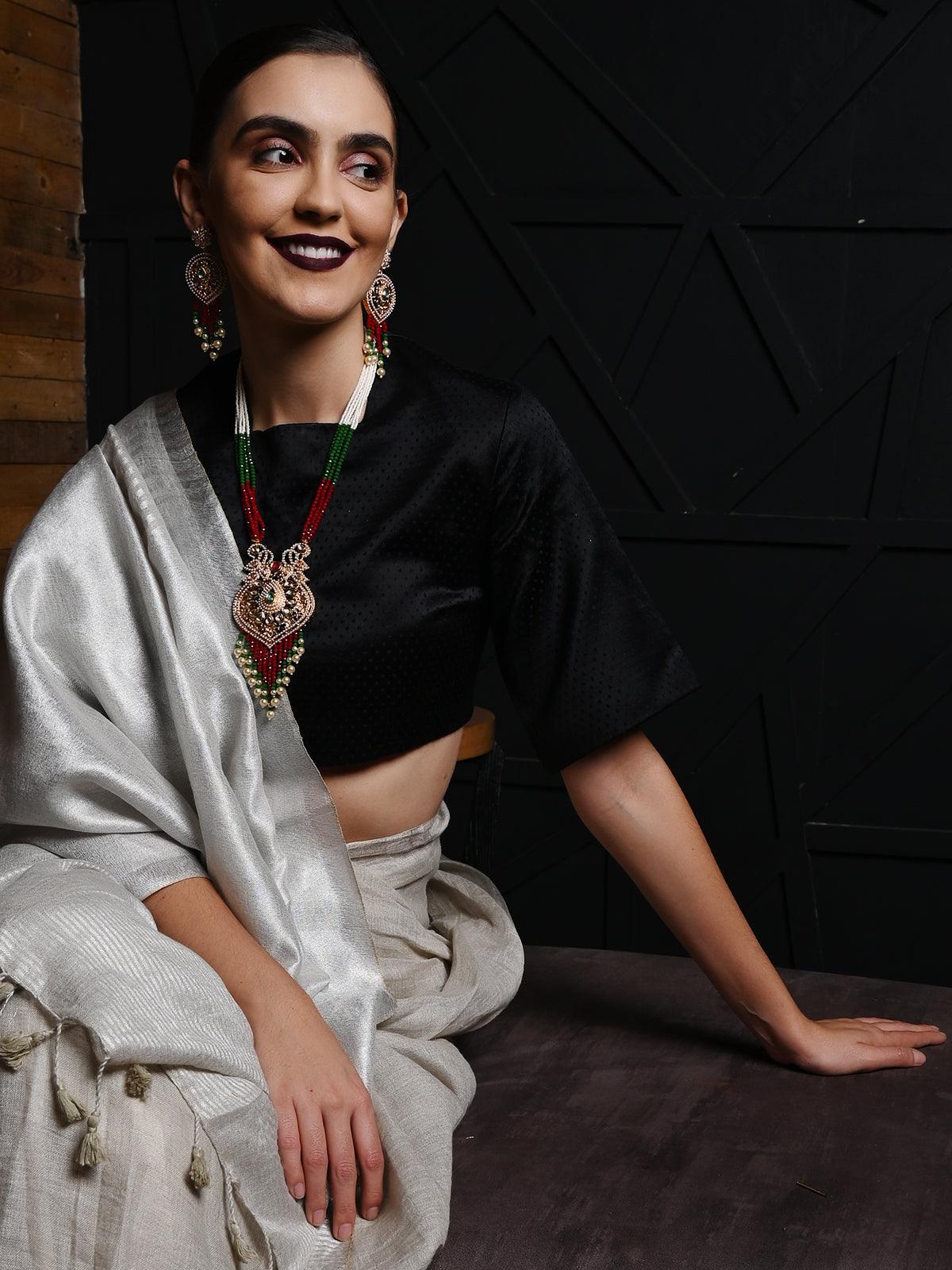 Odette Women Red, White And Green Multi-Layered Traditional Chain - Image 2