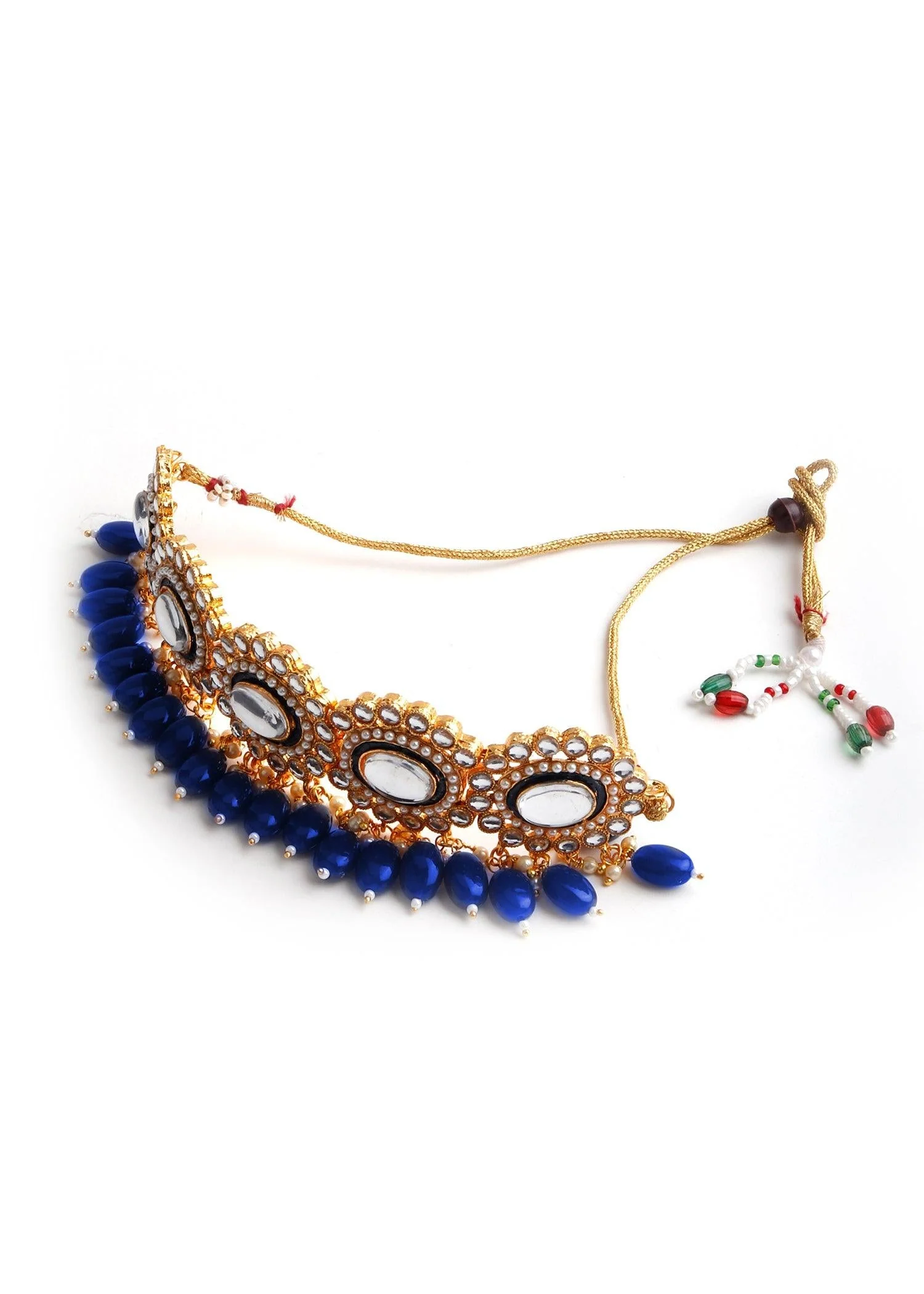 Odette Women Royal Blue Gold Choker Set - Image 3