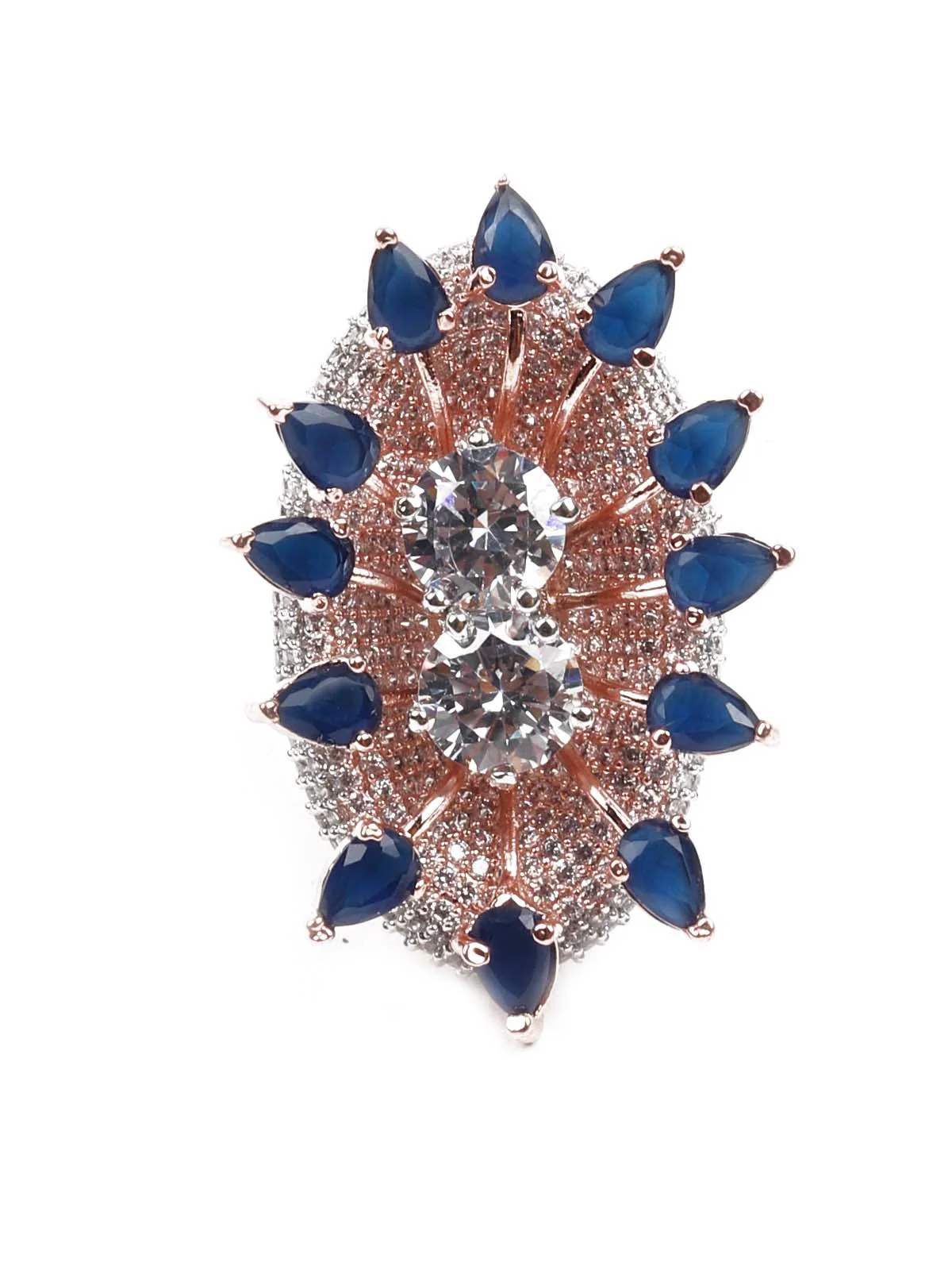 Odette Women Rose Gold Austrian Diamond Studded Ring - Image 3