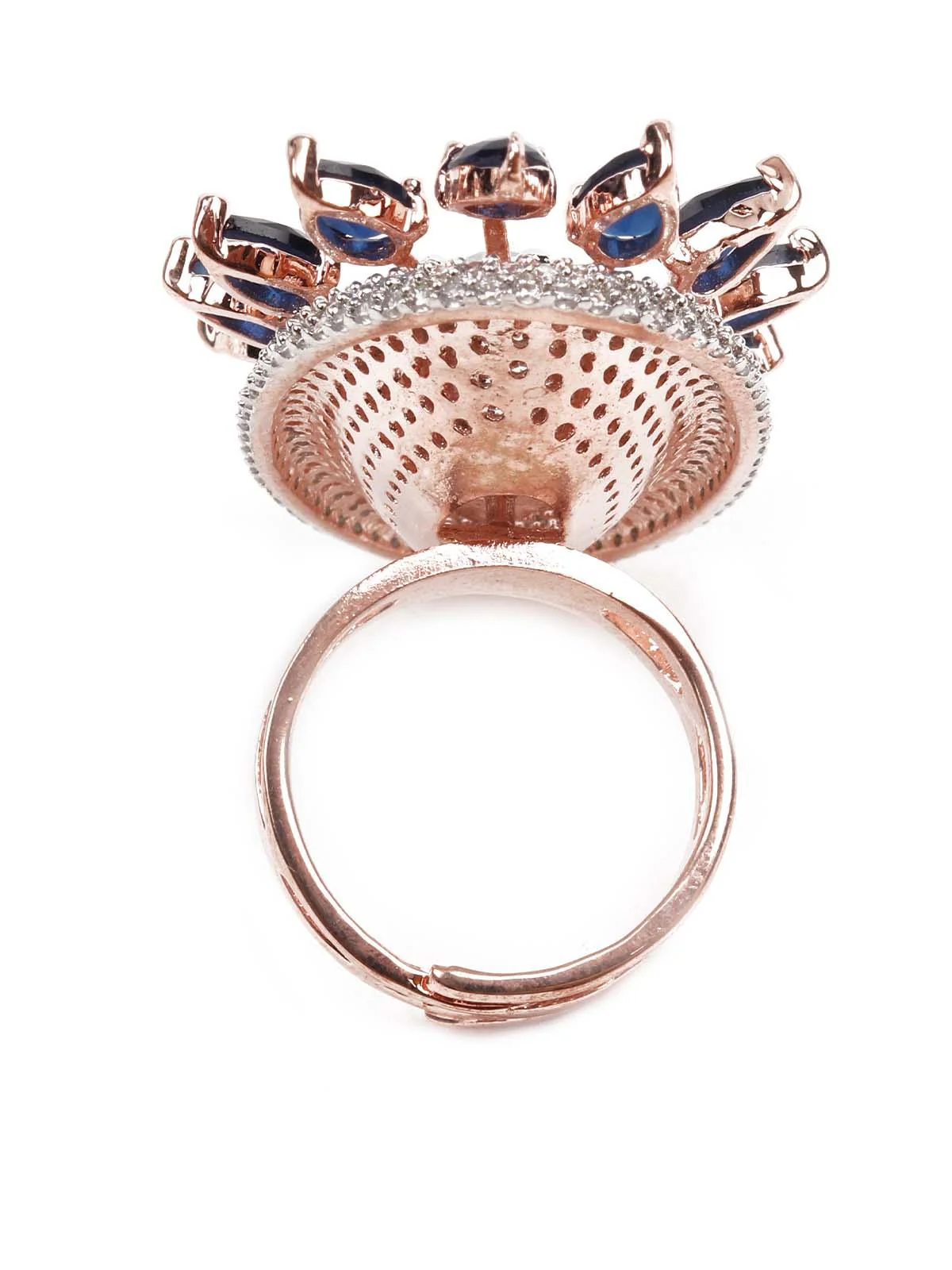 Odette Women Rose Gold Austrian Diamond Studded Ring - Image 6