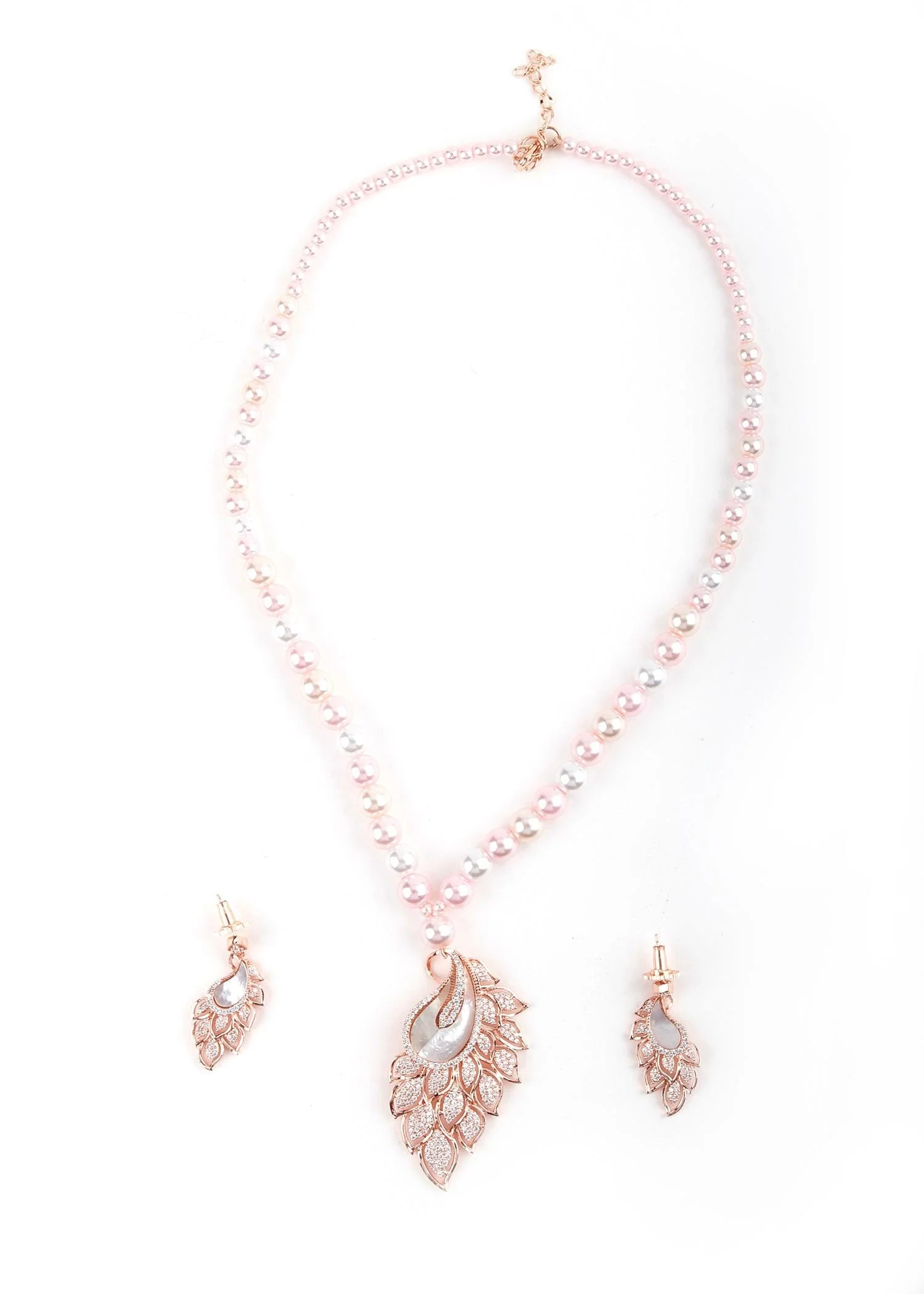 Odette Women Rose Gold Pendant Necklace Set - Image 3