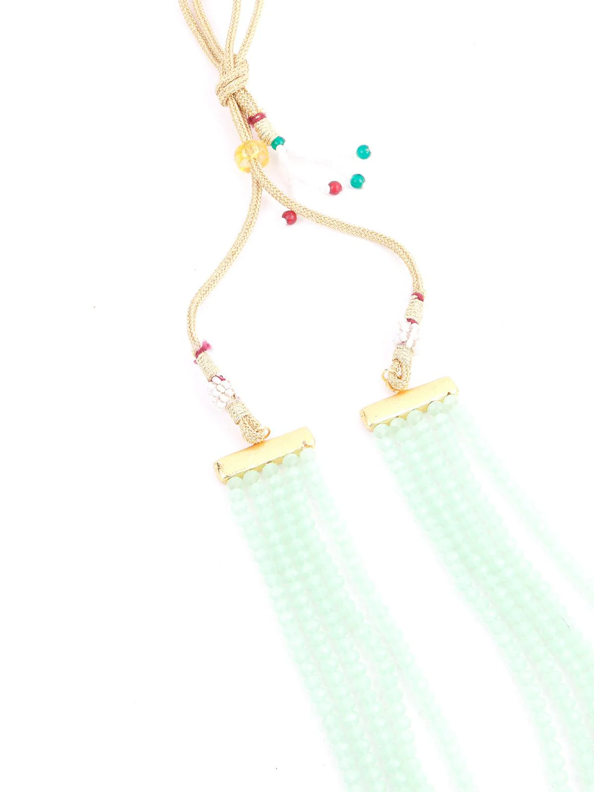 Odette Women Round Green And White Kundan Jewellery Set - Image 5