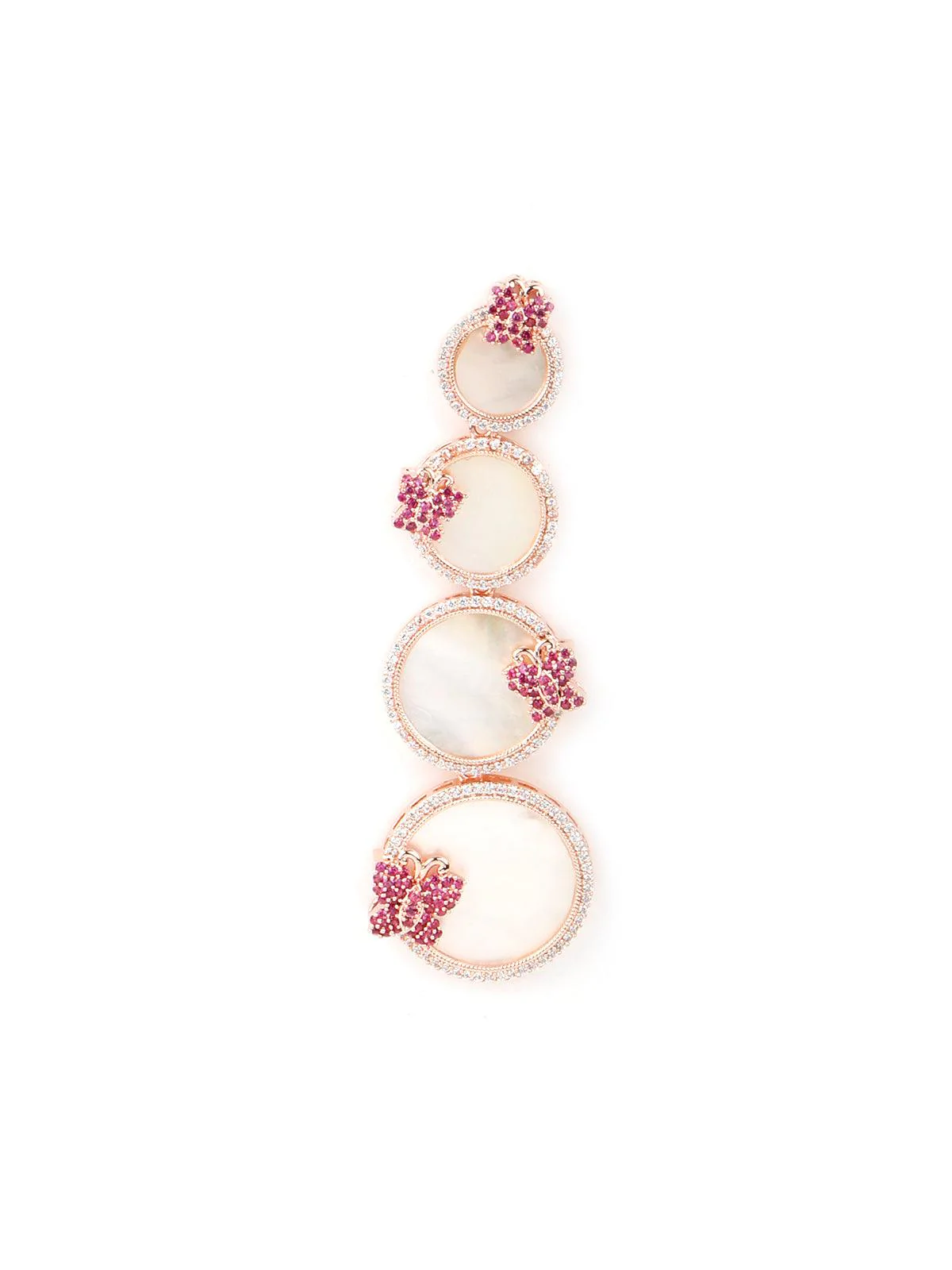 Odette Women Round Rhinestone Pink Butterfly Earrings - Image 6