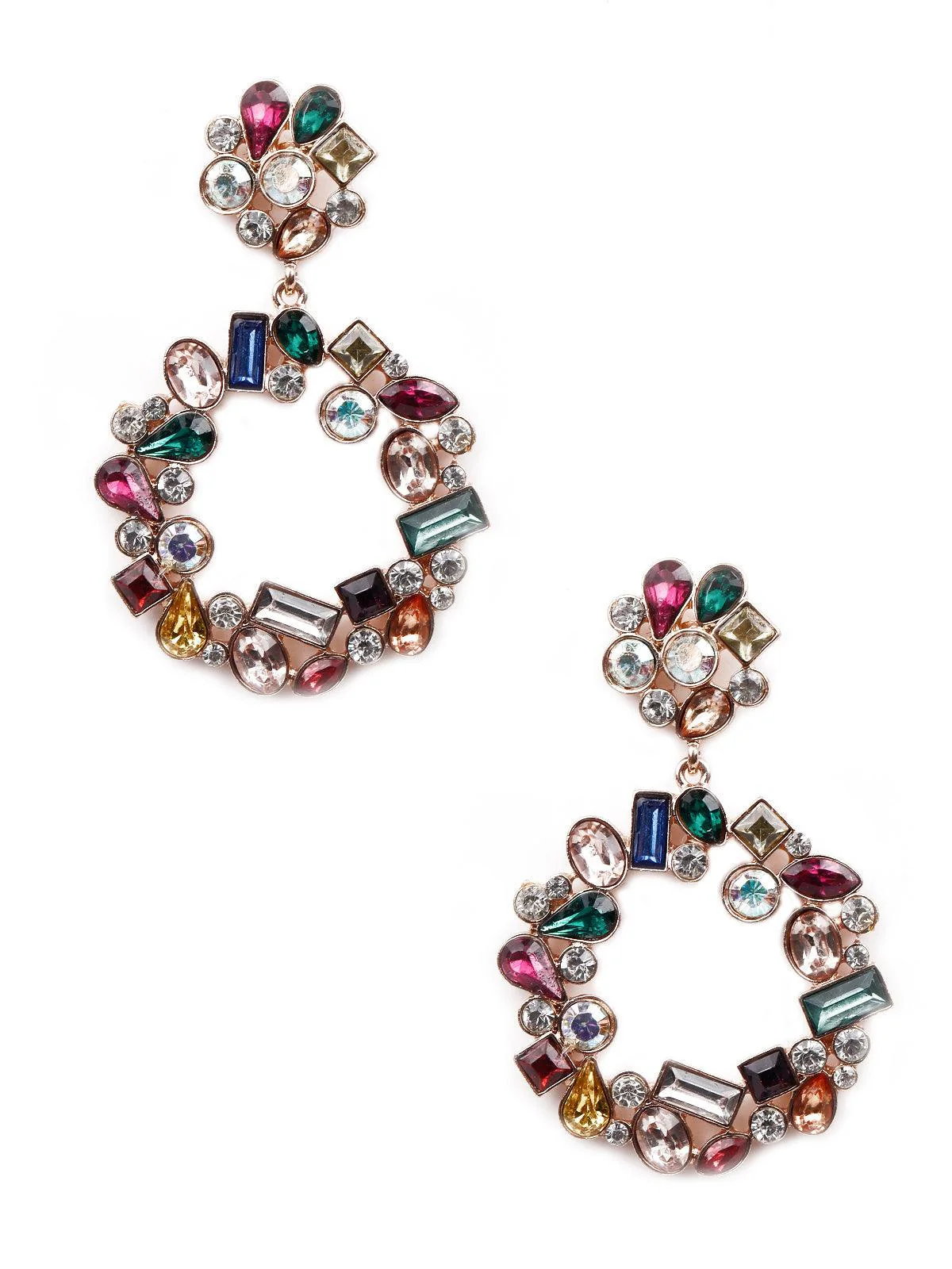Odette Women Multicolour Rounded Artificial Statement Earrings - Image 3