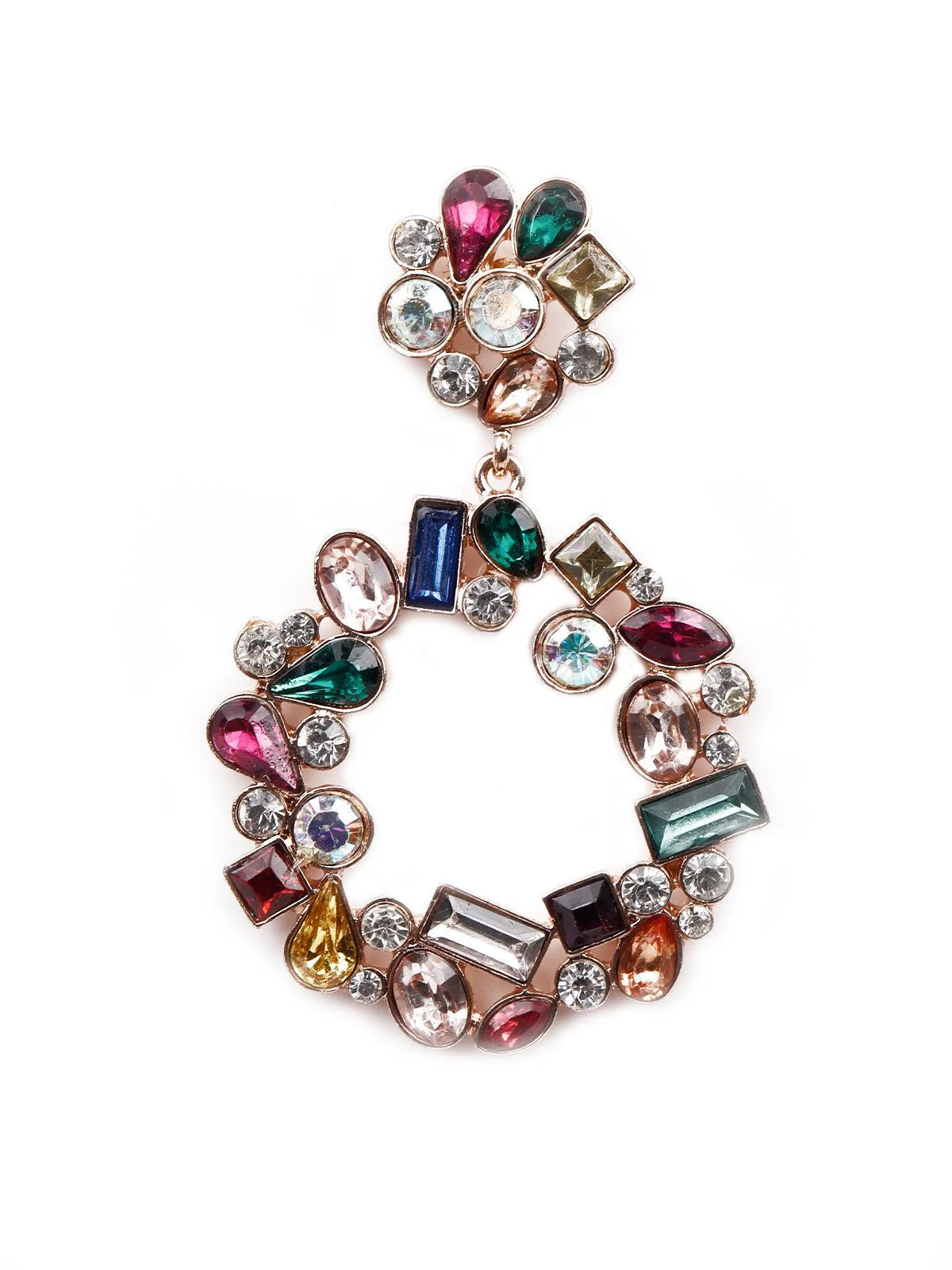Odette Women Multicolour Rounded Artificial Statement Earrings - Image 4