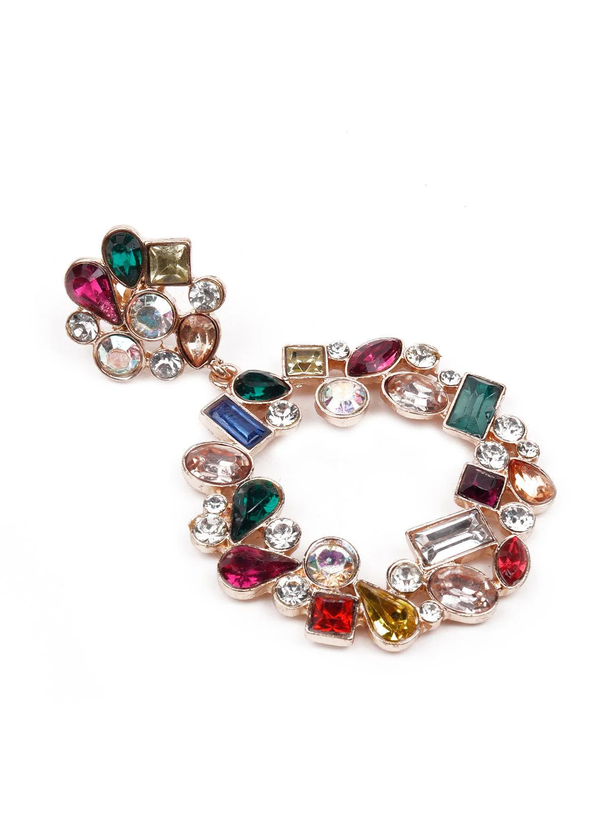 Odette Women Multicolour Rounded Artificial Statement Earrings - Image 5