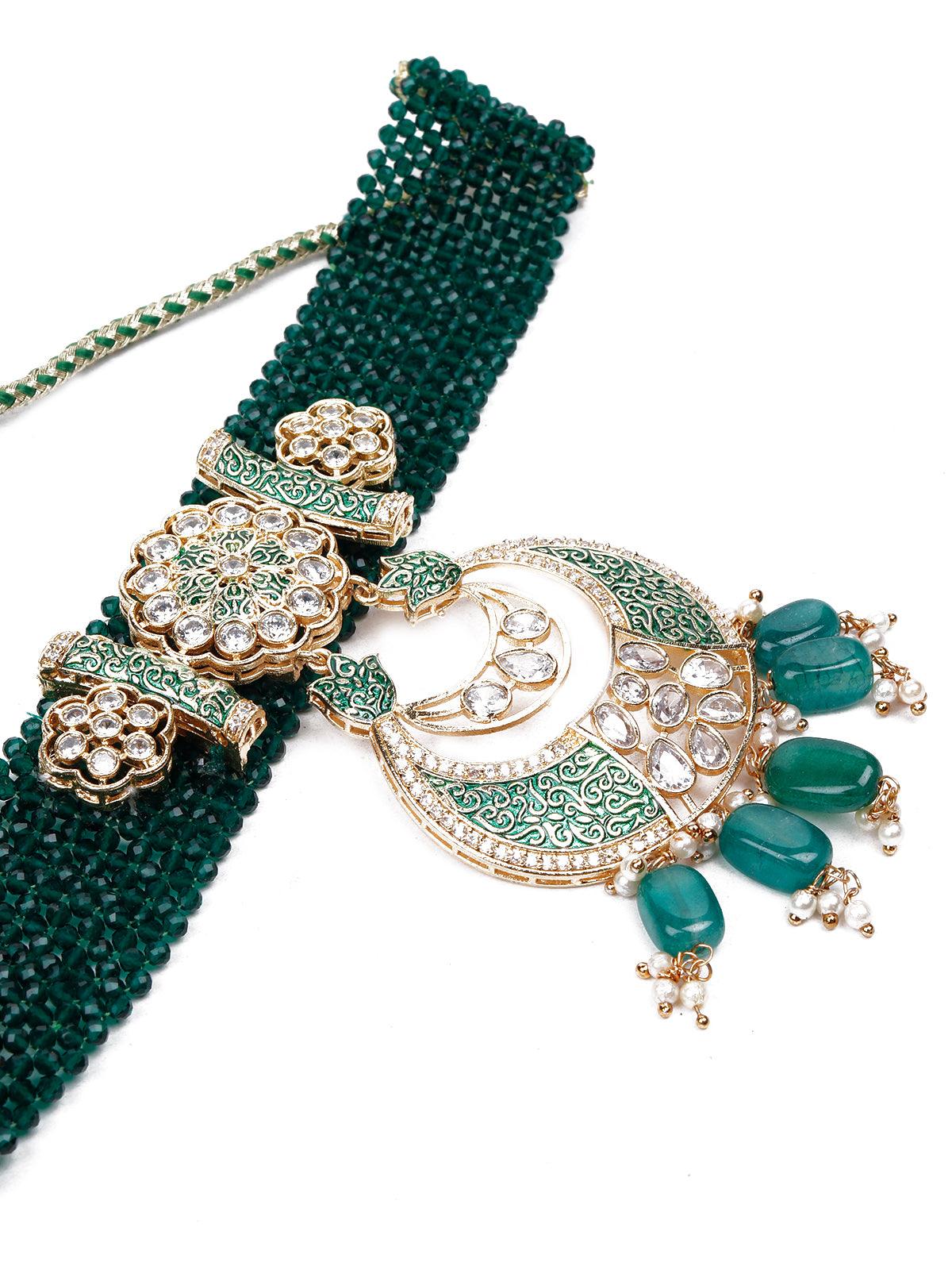 Odette Women Green Metal Choker Necklace - Image 3