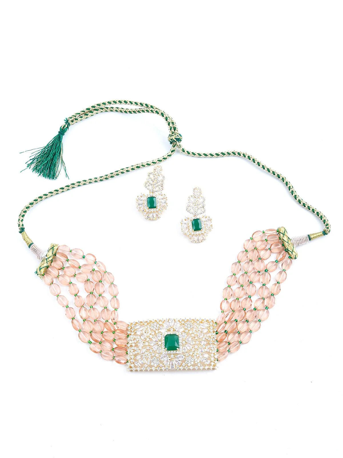 Odette Women Royal Emerald Green Choker Set - Image 3