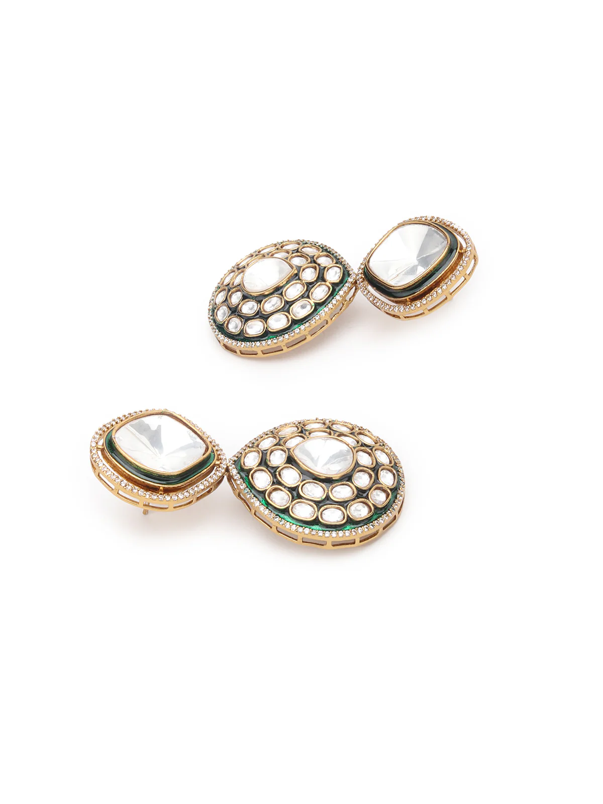 Odette Gold And Green Alloy Jewellery Set For Women - Image 6