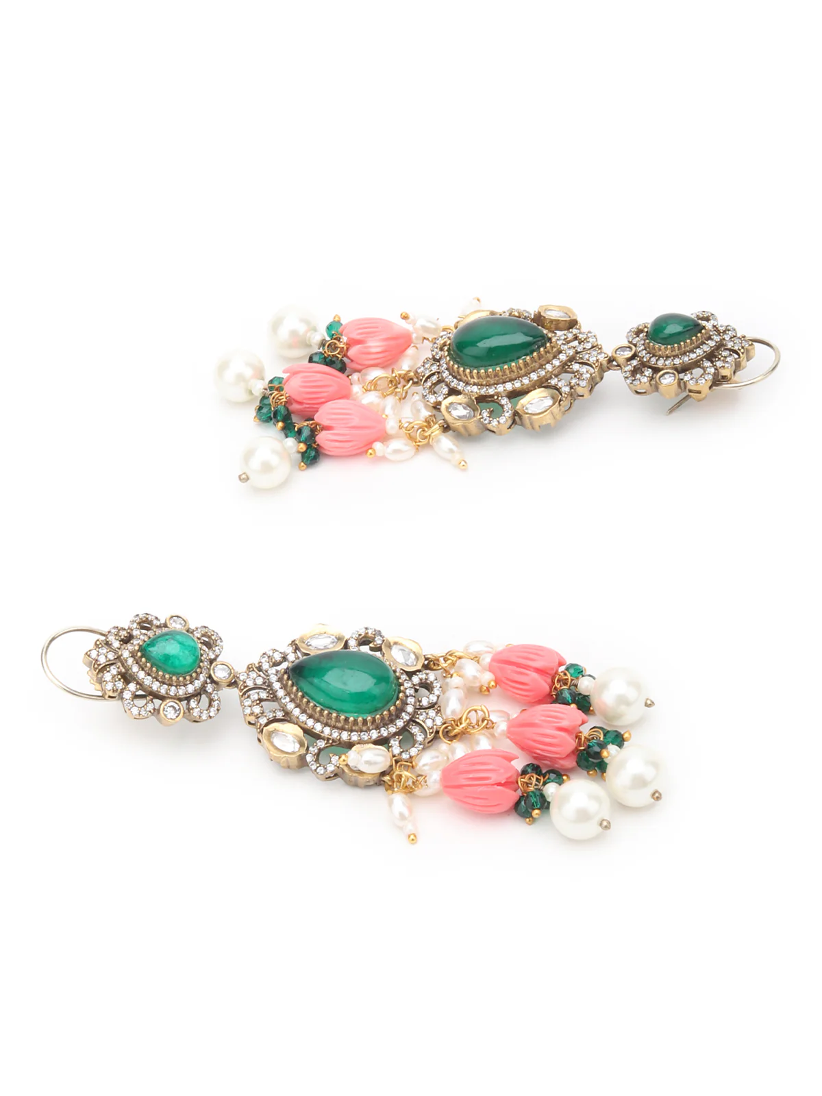 Odette Green And White Alloy Jewellery Set For Women - Image 6