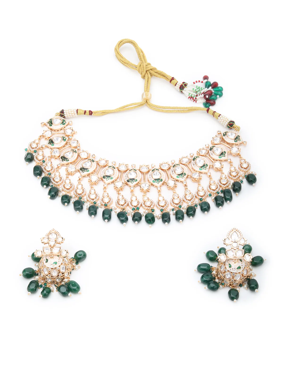 Odette Green And White Alloy Jewellery Set For Women - Image 3