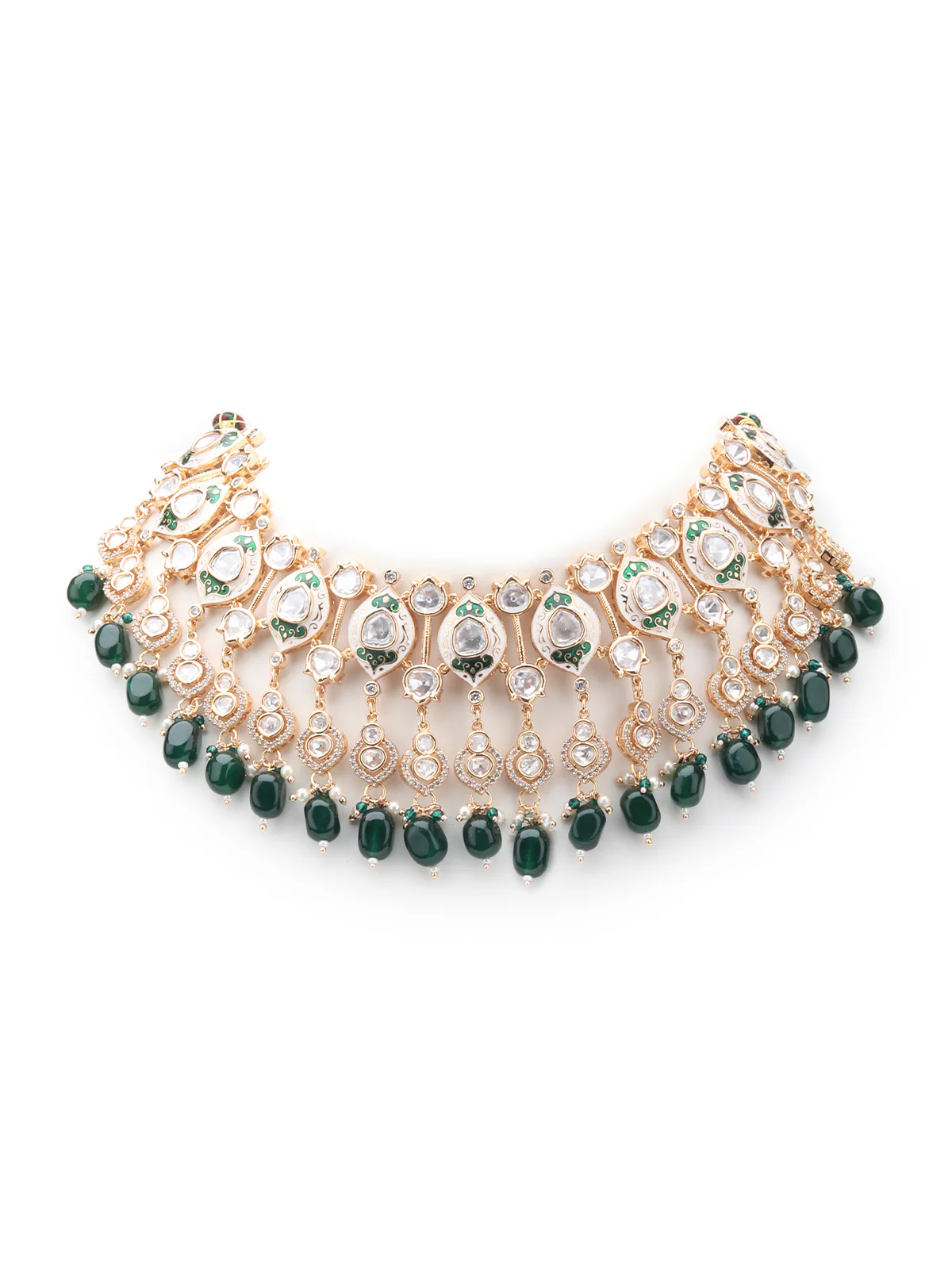 Odette Green And White Alloy Jewellery Set For Women - Image 4