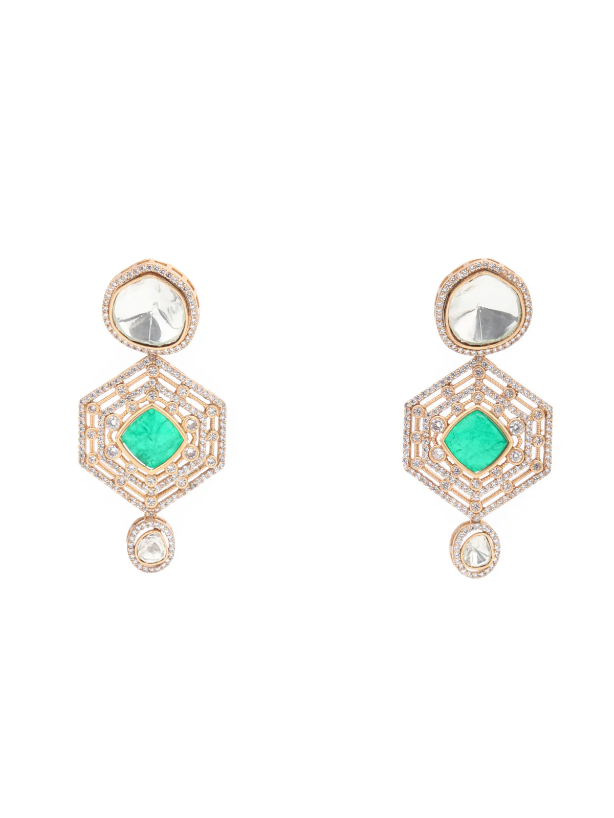 Odette Green And White Alloy Jewellery Set For Women - Image 5