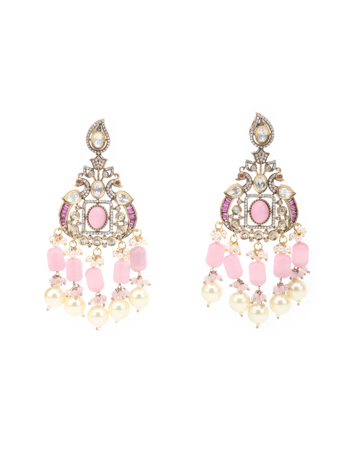 Odette Pink Alloy Jewellery Set For Women - Image 5