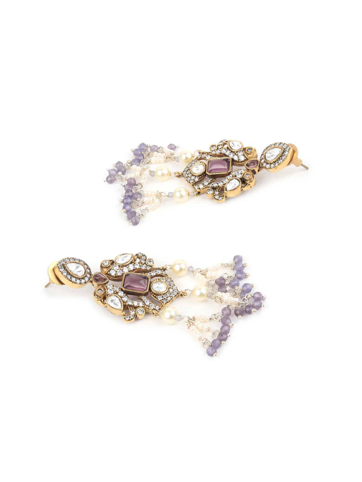 Odette Purple And White Alloy Jewellery Set For Women - Image 4