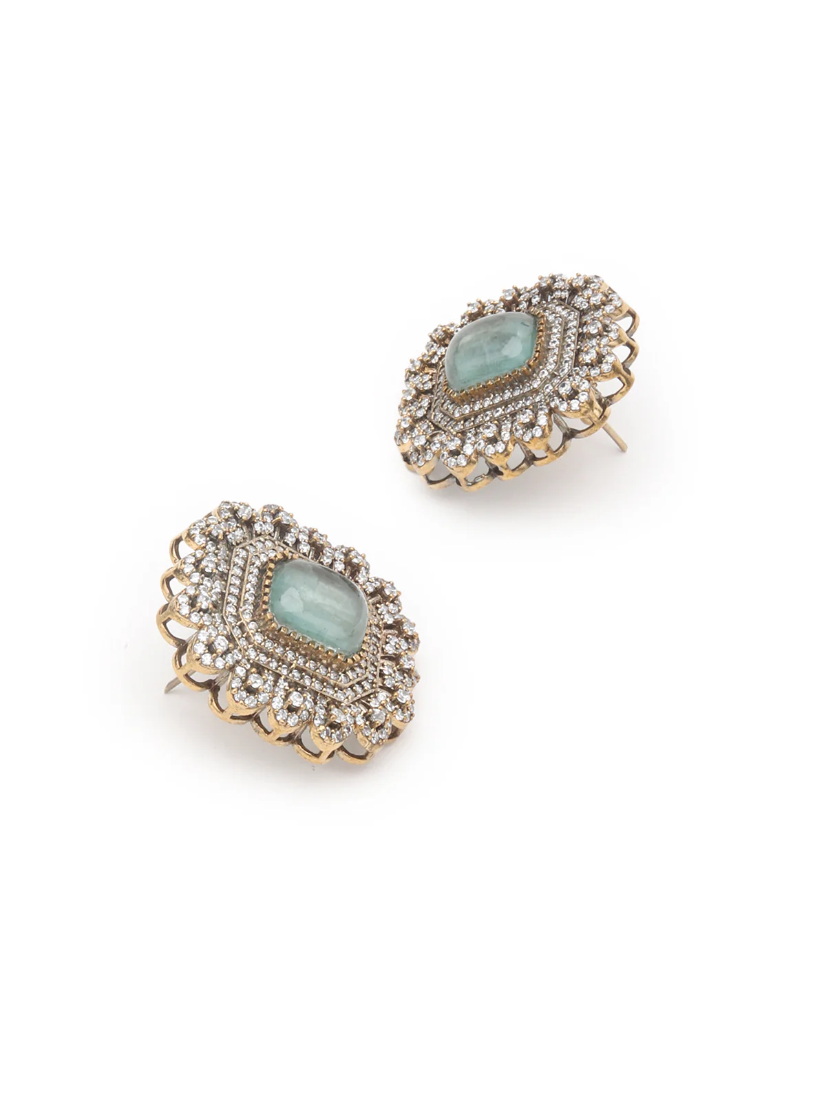 Odette Sea Green Alloy Jewellery Set For Women - Image 6