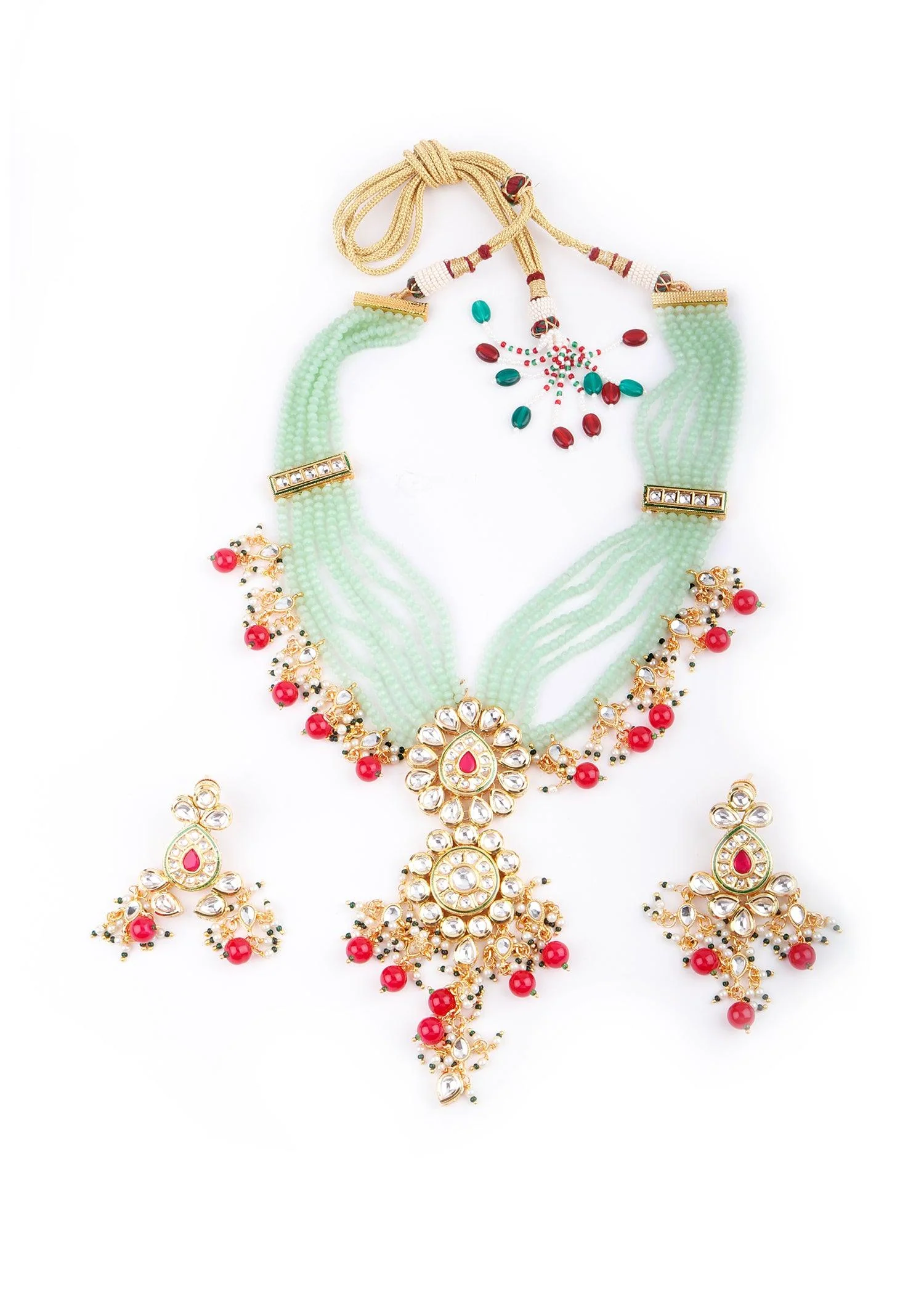 Odette Women Royal Pearl & Kundan Necklace Set - Image 3