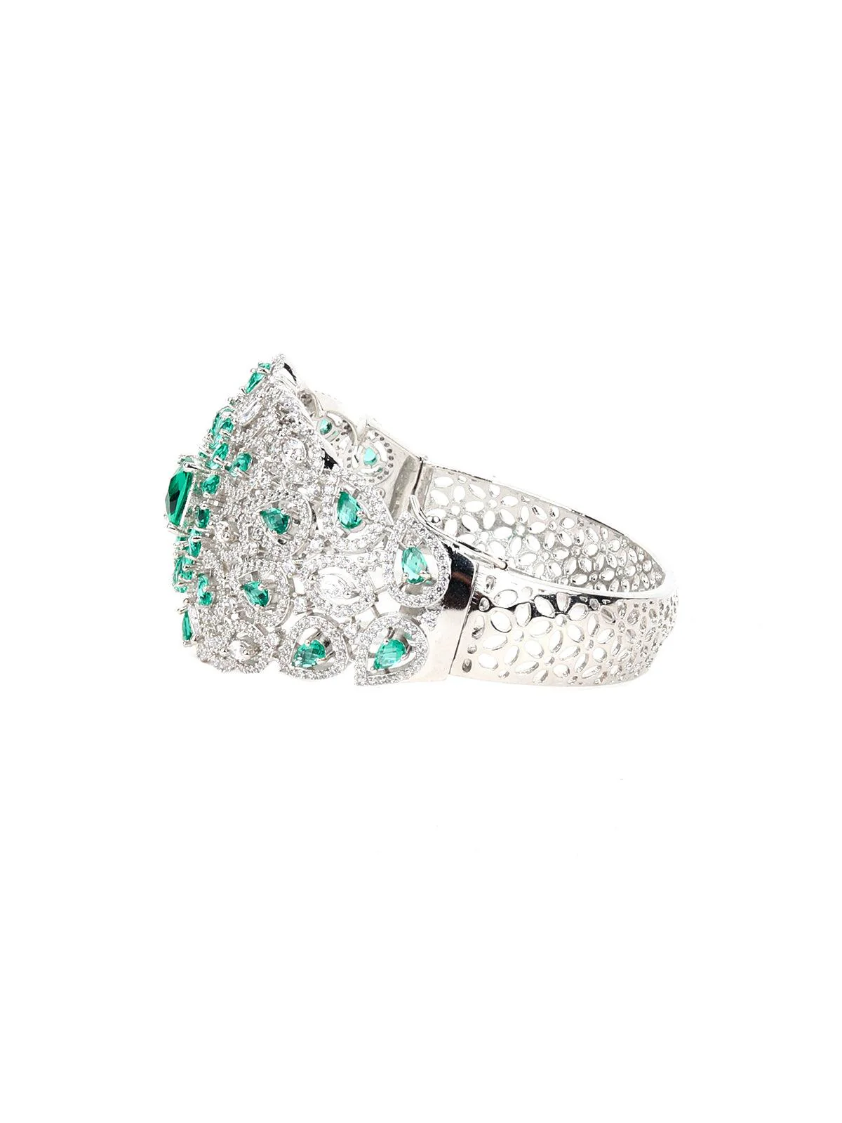 Odette Women Royal Silver Crystal Studded Bracelet - Image 6