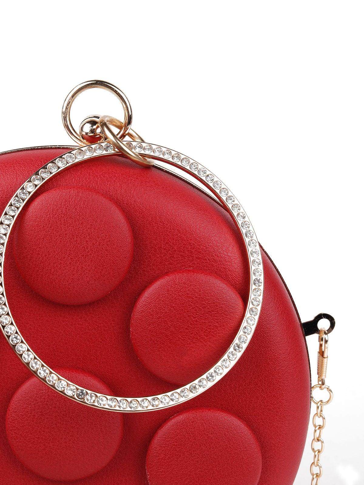 Odette Women Red Solid Spherical Bag. - Image 5