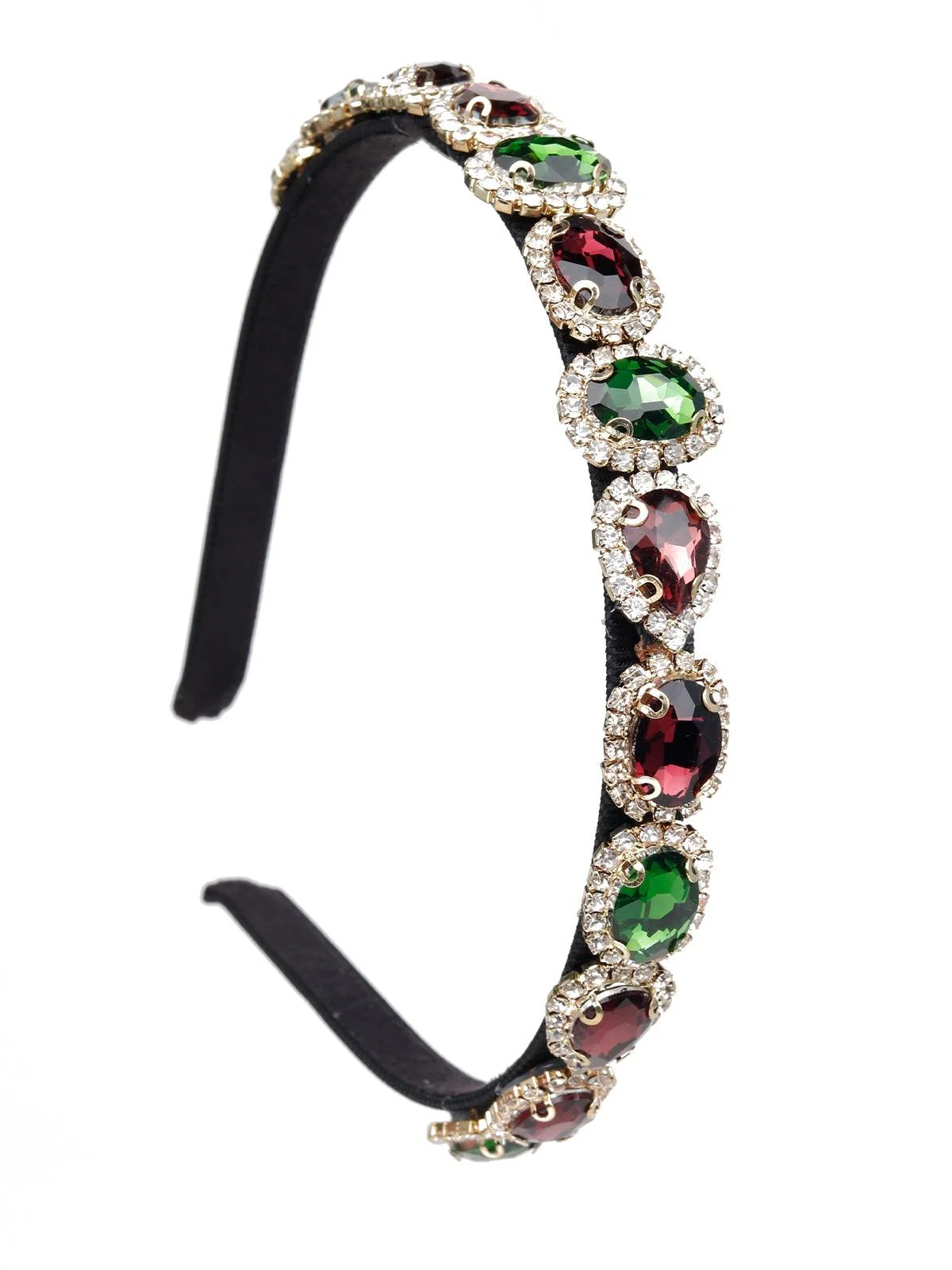Odette Women Red And Green Rhinestones Headband - Image 5