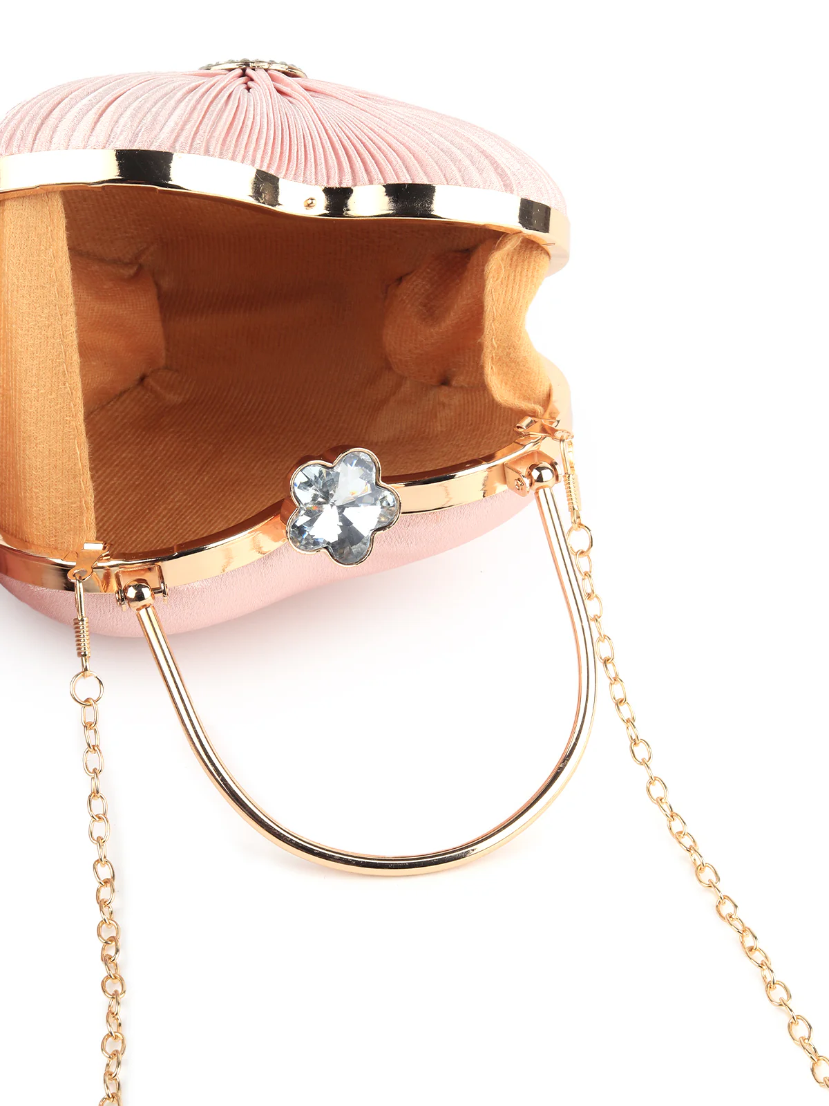 Odette Women Ruched Pink Heart Clutch Bag - Image 6