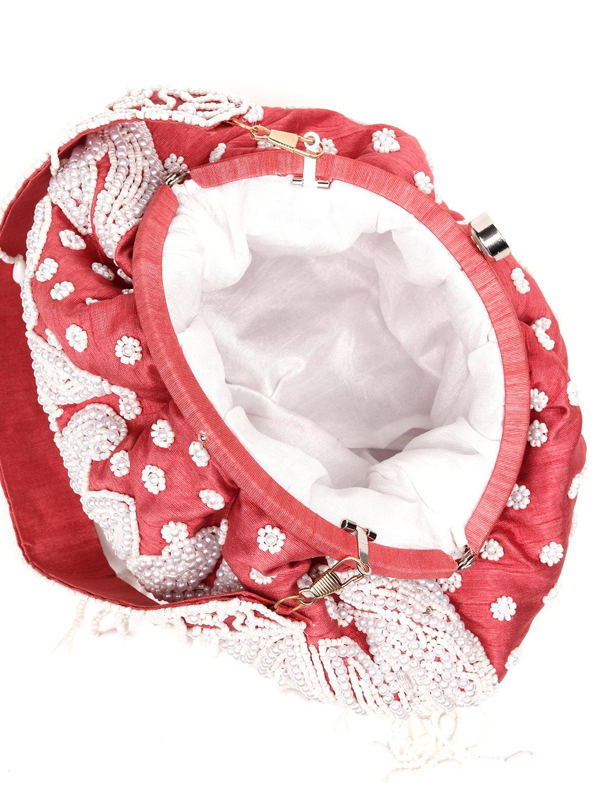 Odette Women Silver Fabric Oyster Bag - Image 6