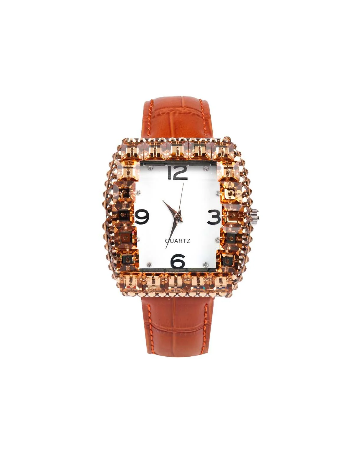 Odette Women Rust Coloured Textured Wristwatch - Image 3