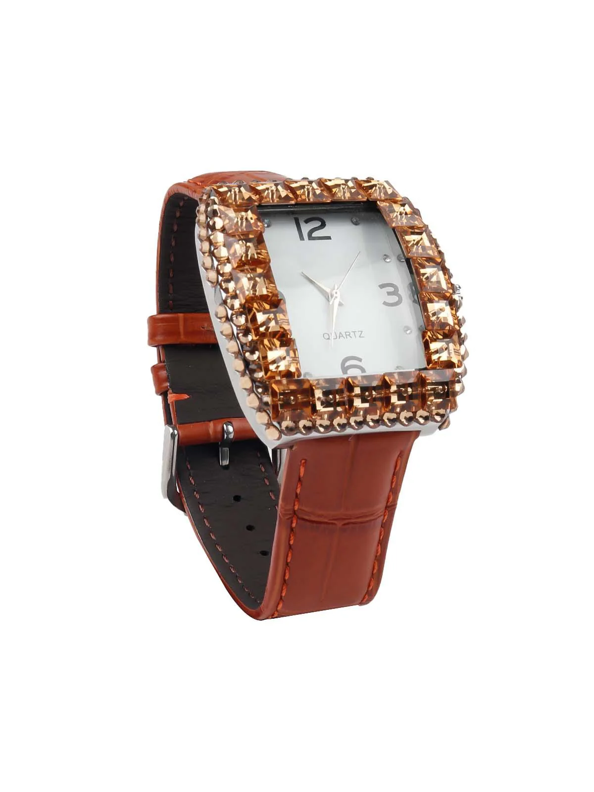 Odette Women Rust Coloured Textured Wristwatch - Image 4