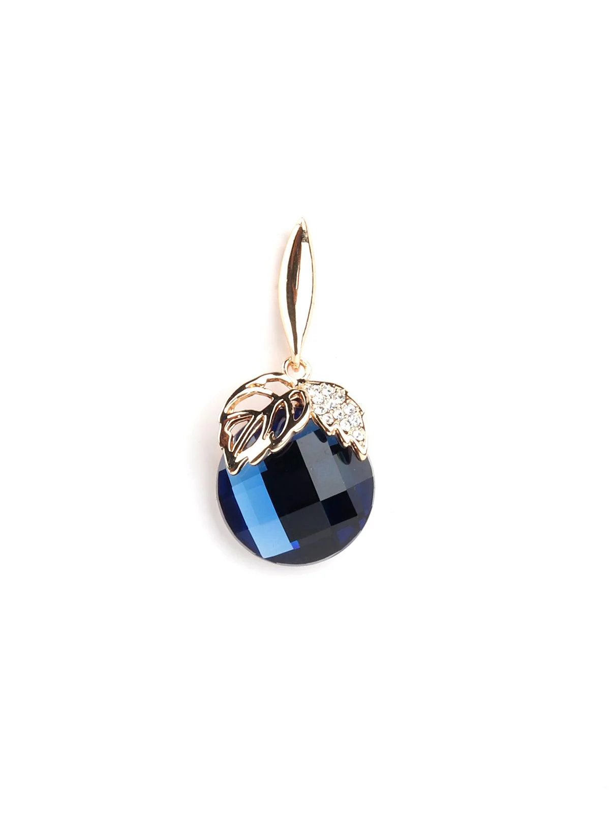 Odette Women Sapphire Blue Crystal And Leaf Stud Earrings - Image 6