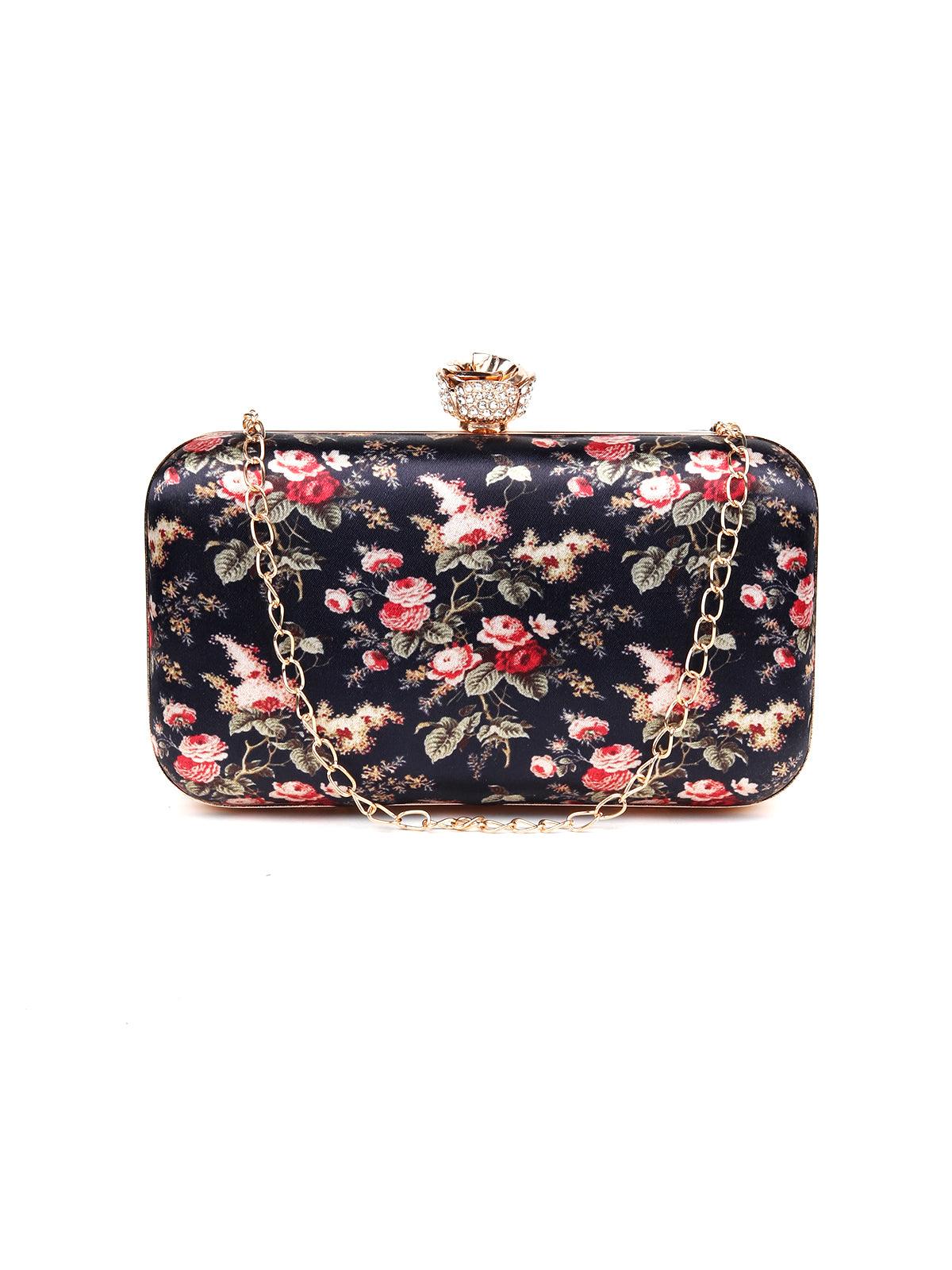 Odette Women Navy Blue Metal Clutch - Image 3