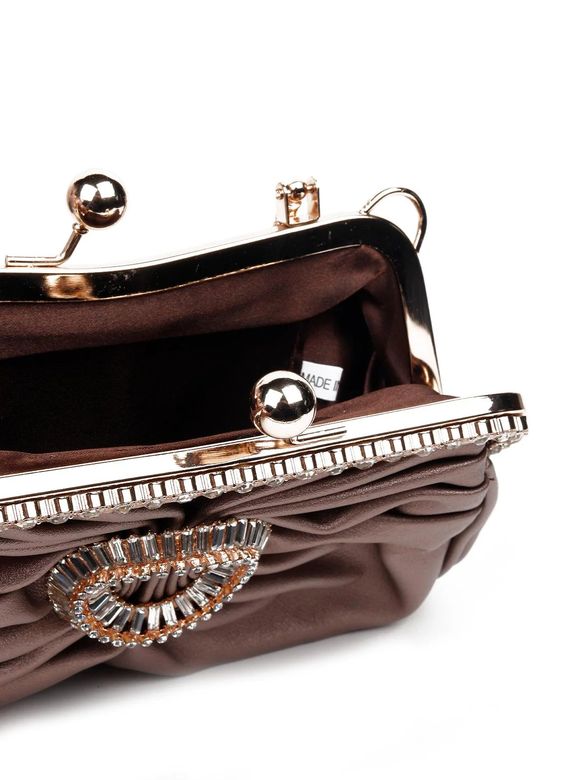 Odette Women Brown Metal Clutch - Image 7
