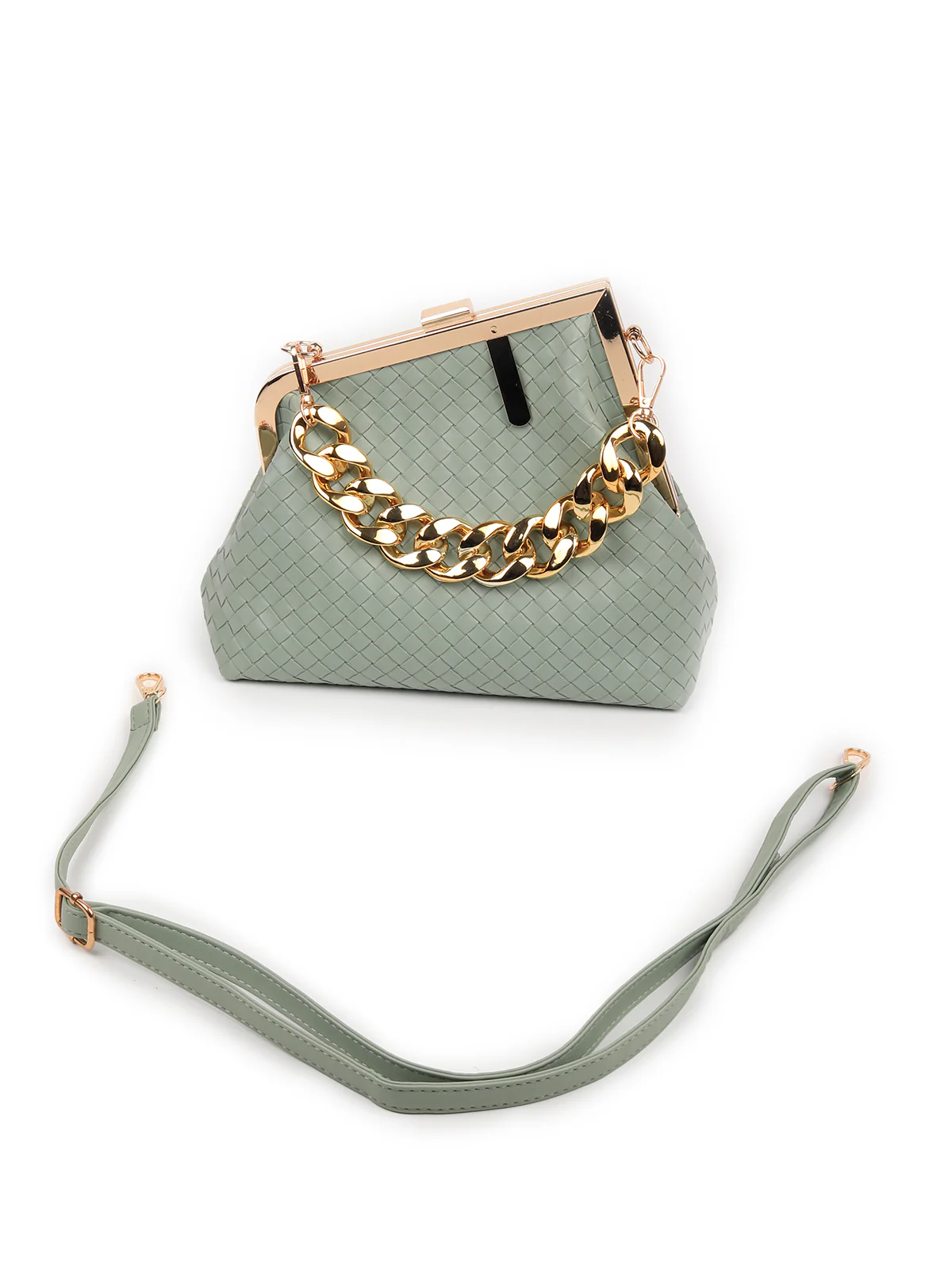 Odette Women Sea Green Patterned Clutch - Image 3