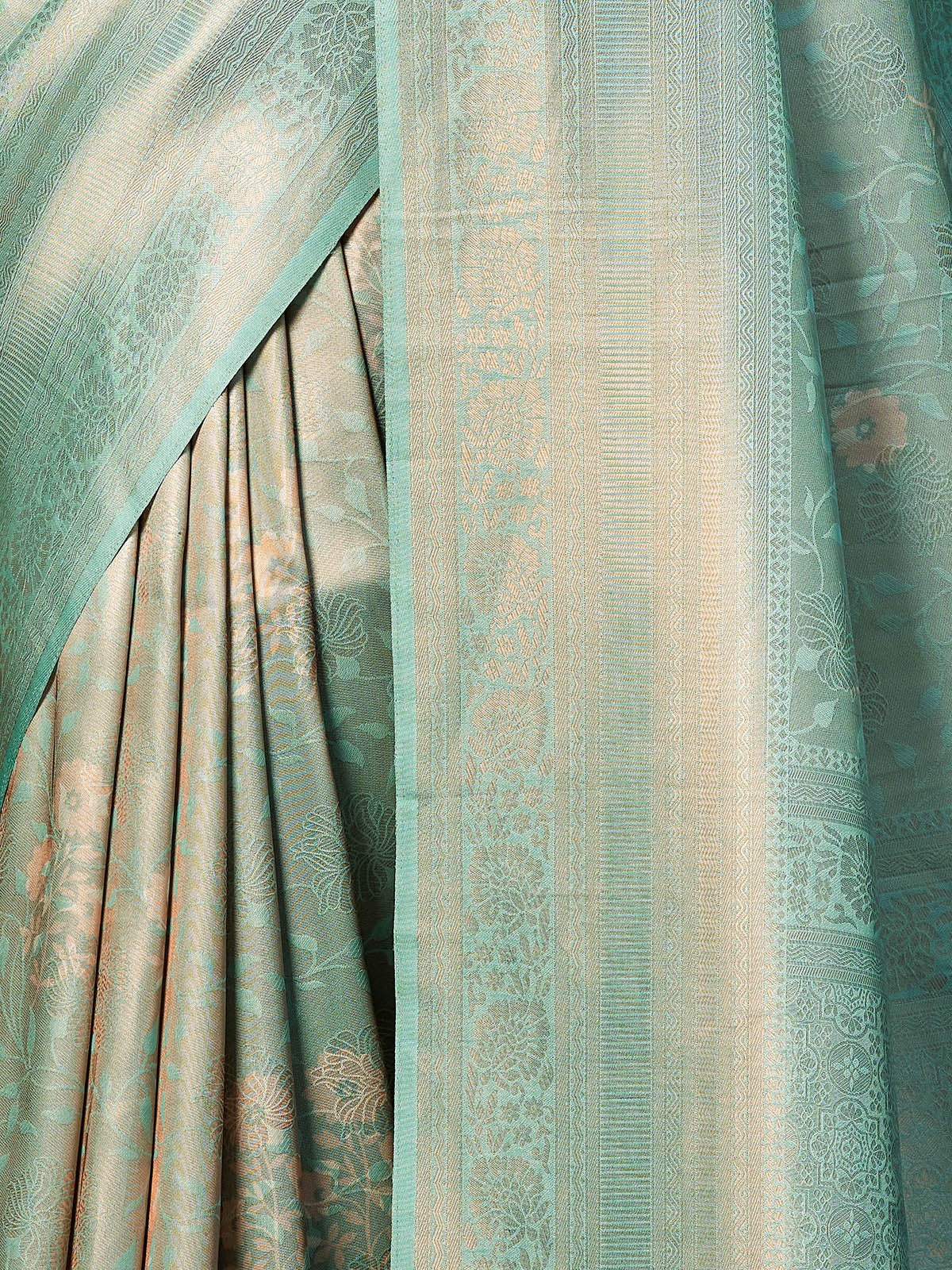 Odette Women Sea Green Silk Blend Woven Saree With Unstitched Blouse - Image 5