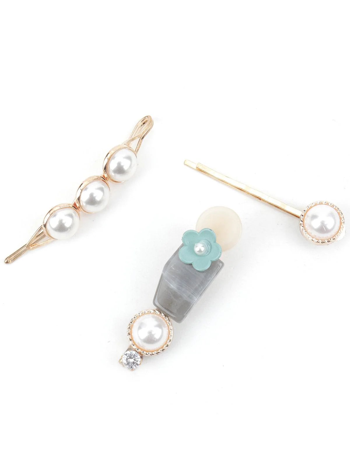 Odette Women Set Of Three Pearly Magnificient Hair Clips - Image 4