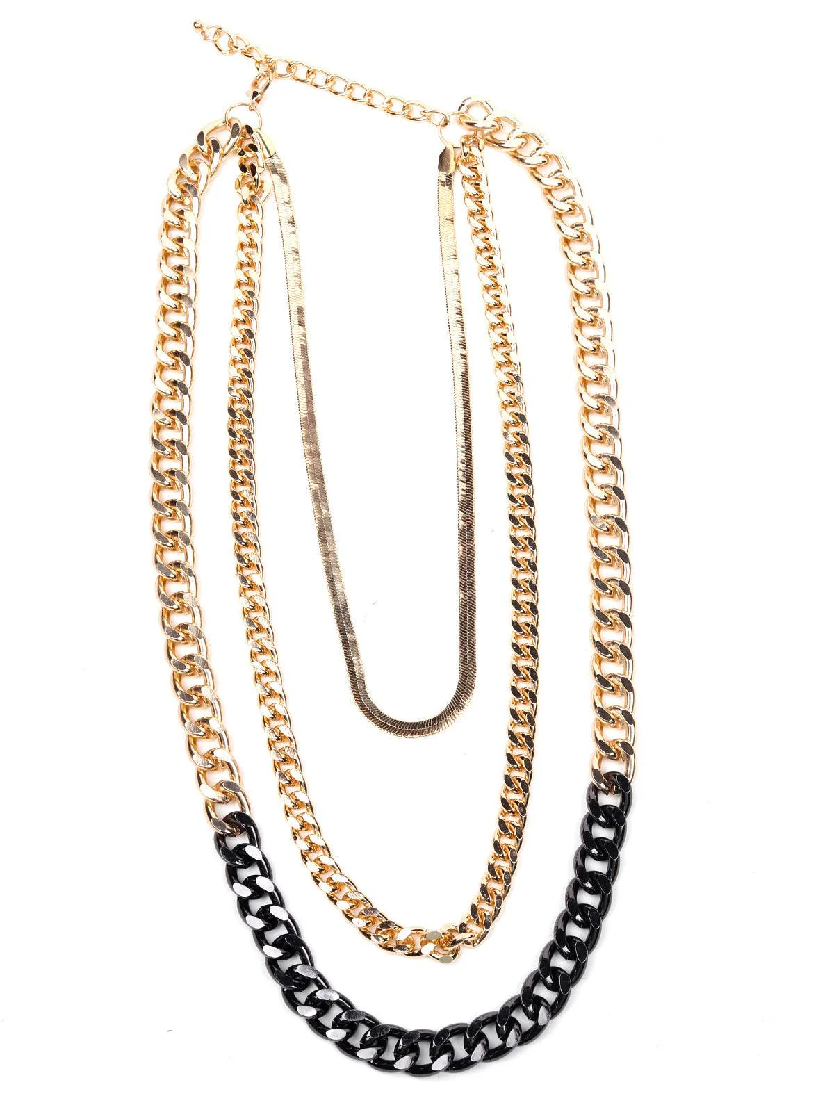 Odette Women Black And Gold Multicoloured Metal Chained Necklace - Image 3