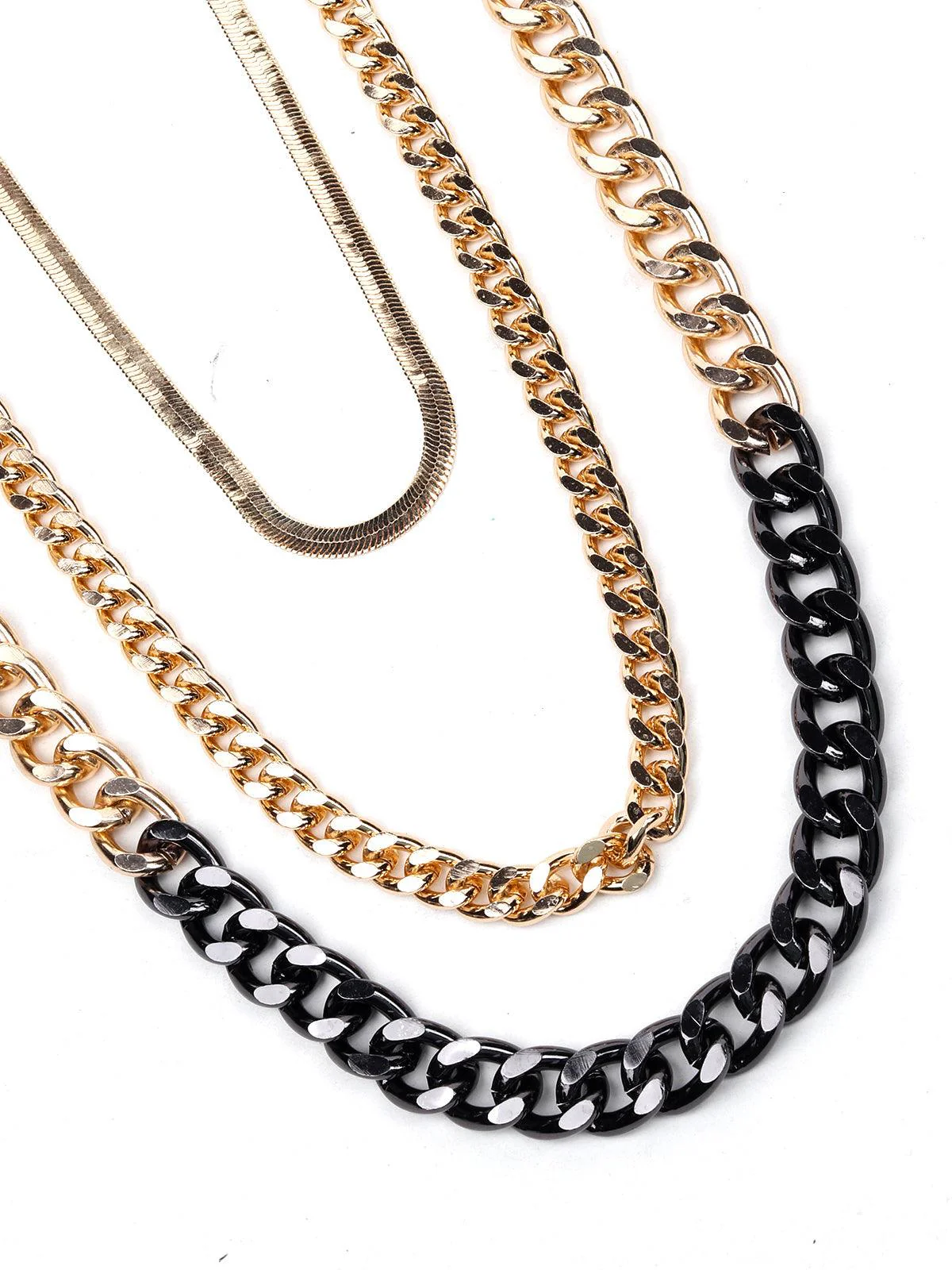 Odette Women Black And Gold Multicoloured Metal Chained Necklace - Image 5