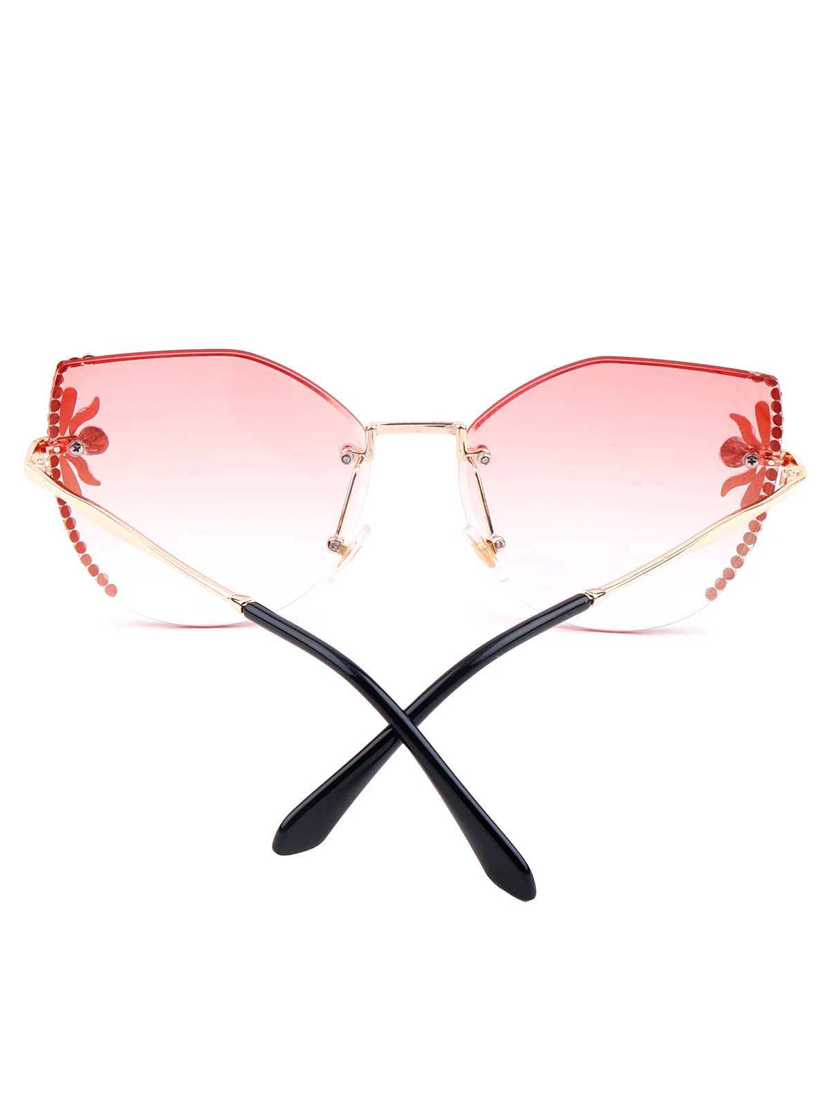 Odette Women Shaded Pink Embellished Sunglasses - Image 5