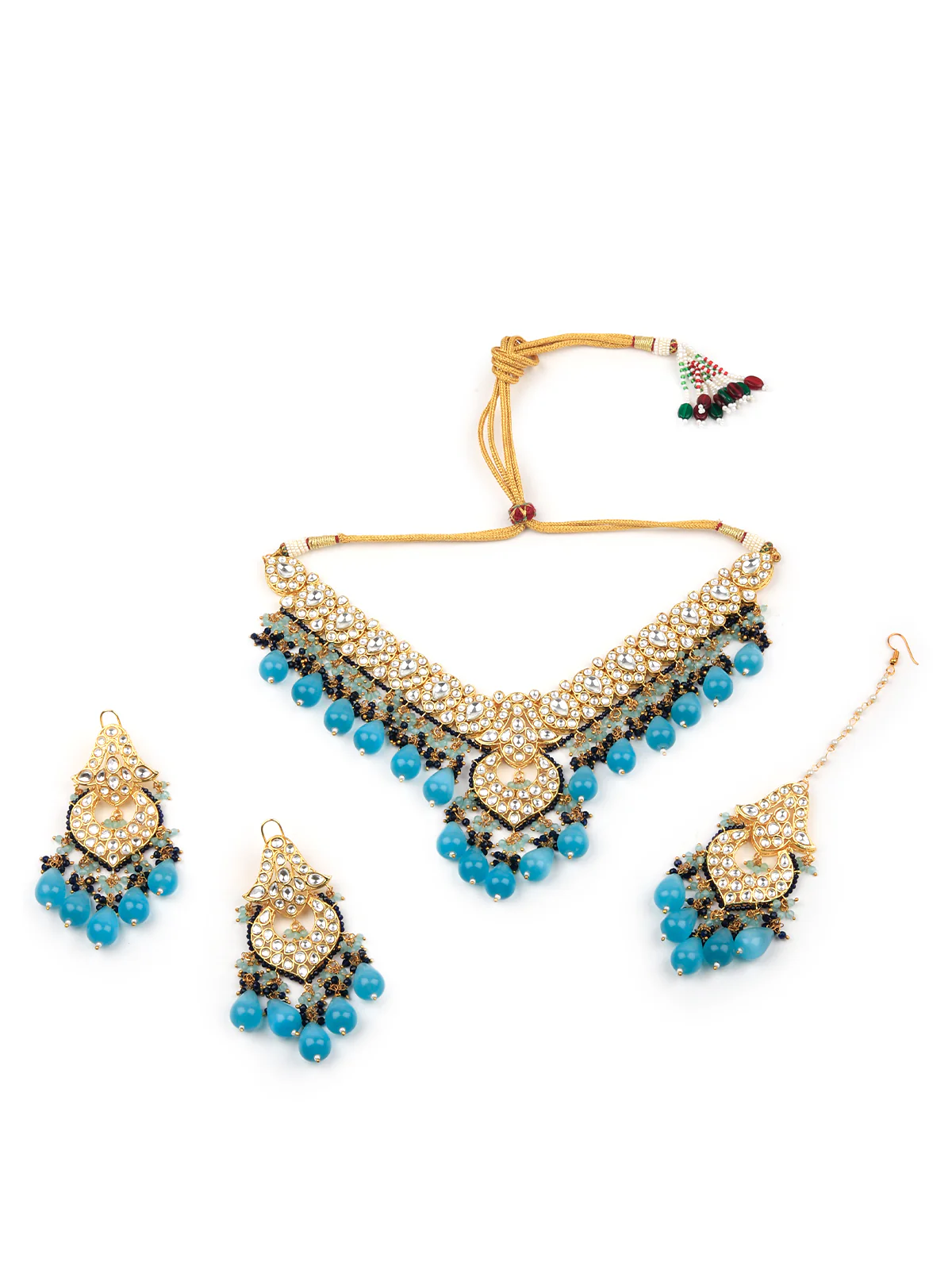Odette Women Shades Of Blue Choker Necklace Set - Image 3