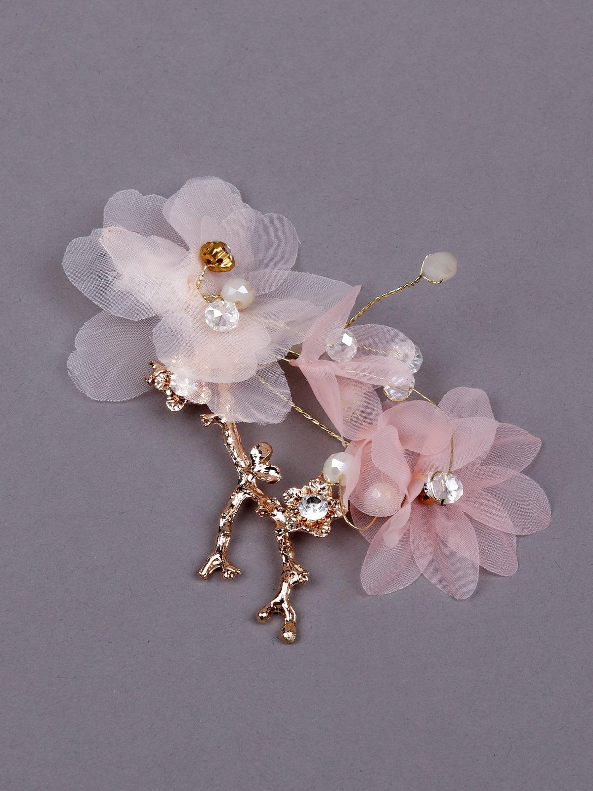 Odette Women Pink Sheerfabric Brooch - Image 3