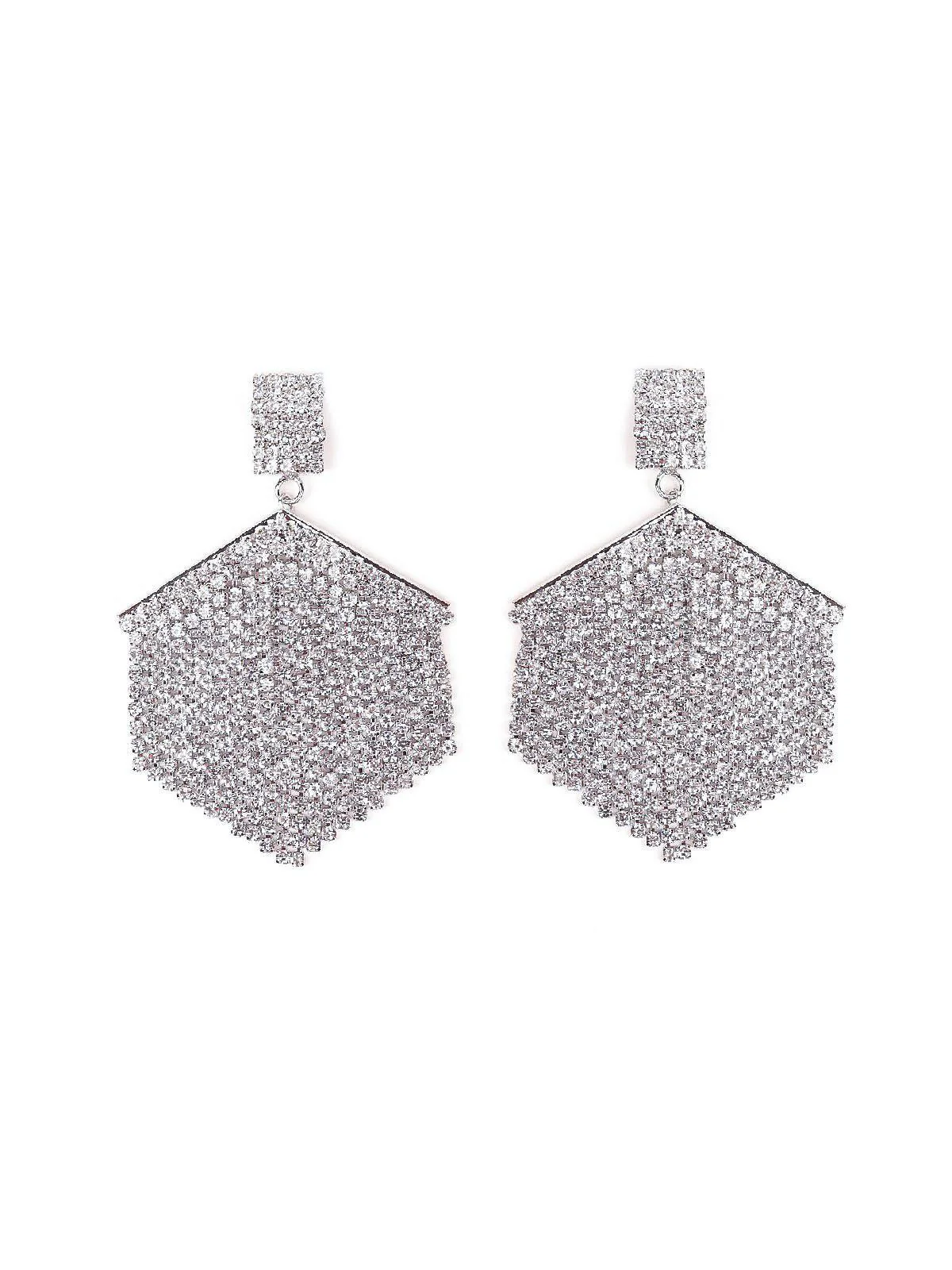Odette Women Silver Rhinestones Earrings - Image 3