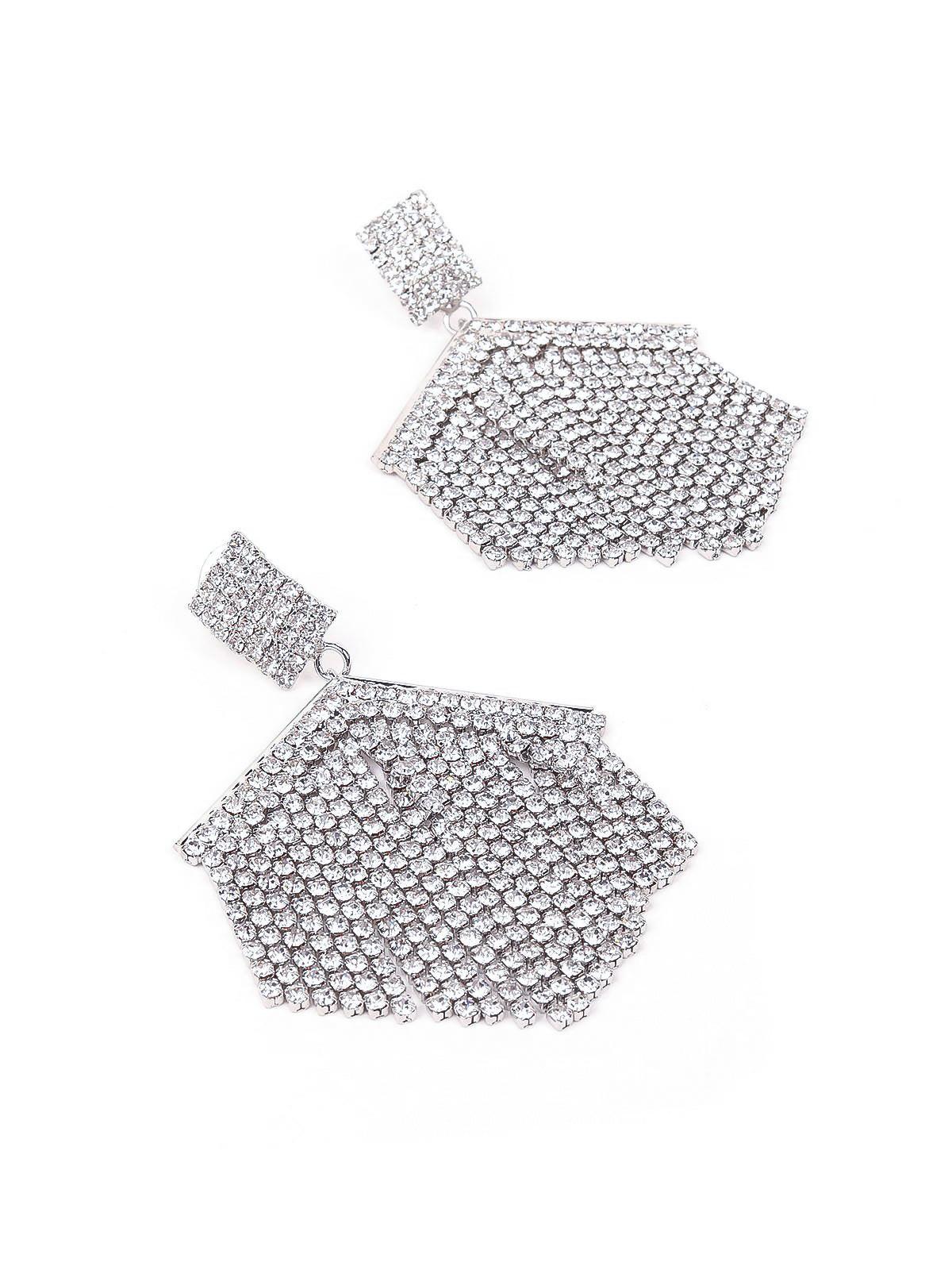 Odette Women Silver Rhinestones Earrings - Image 5