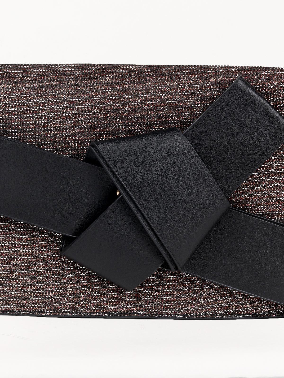 Odette Women Black Leatherette Sling Bag - Image 5