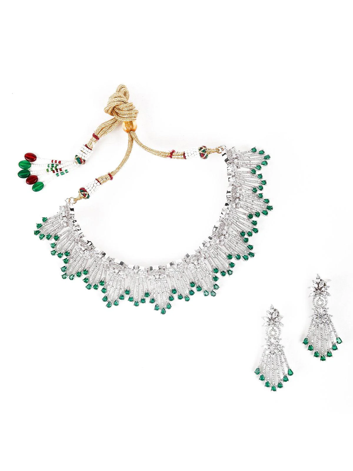 Odette Women Silver Pearl Necklace With Earrings - Image 3
