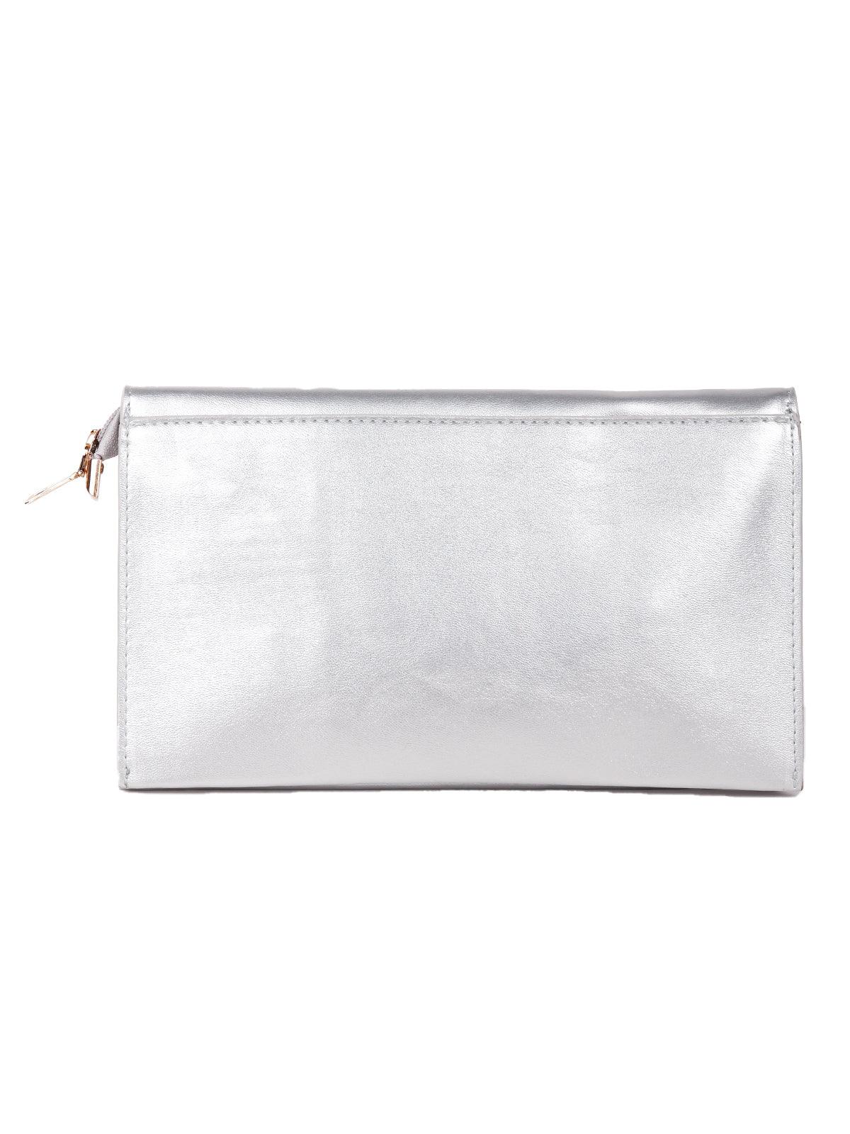Odette Women Silver Metal Sling Bag - Image 4